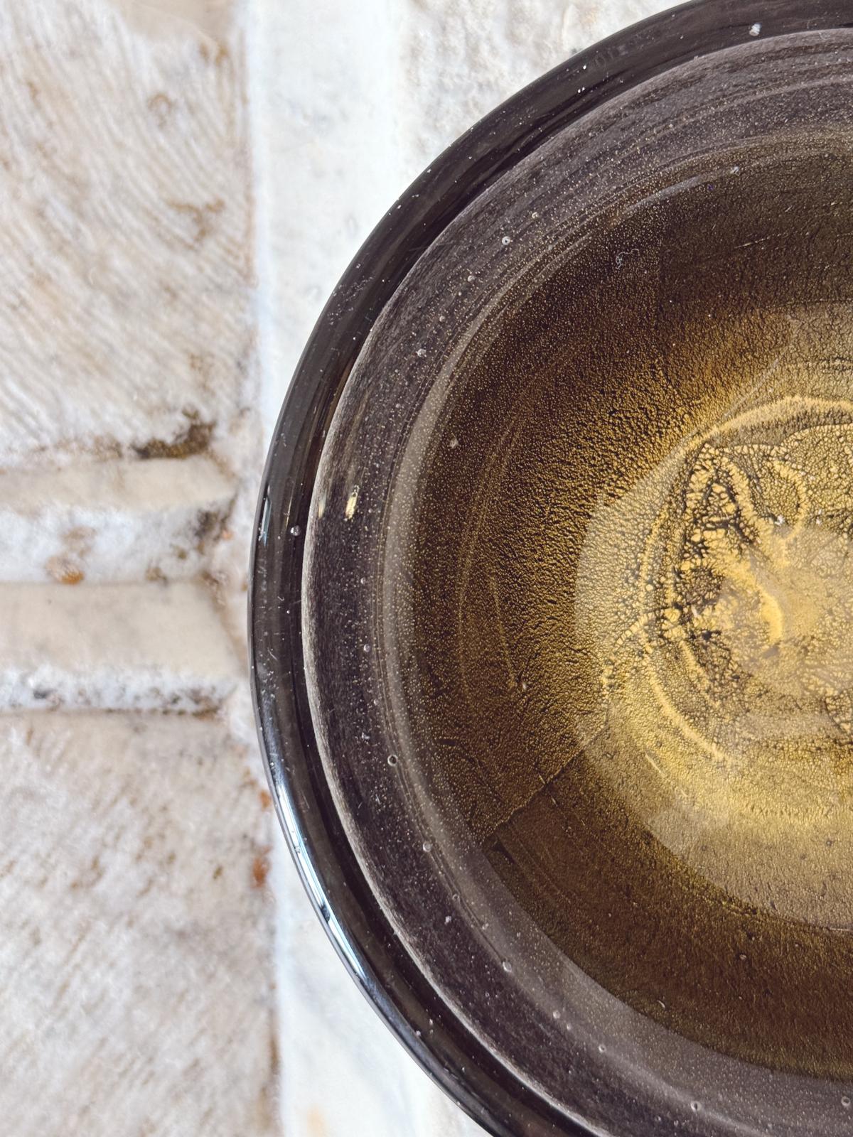 1970s Brown and Gold Murano glass bowl