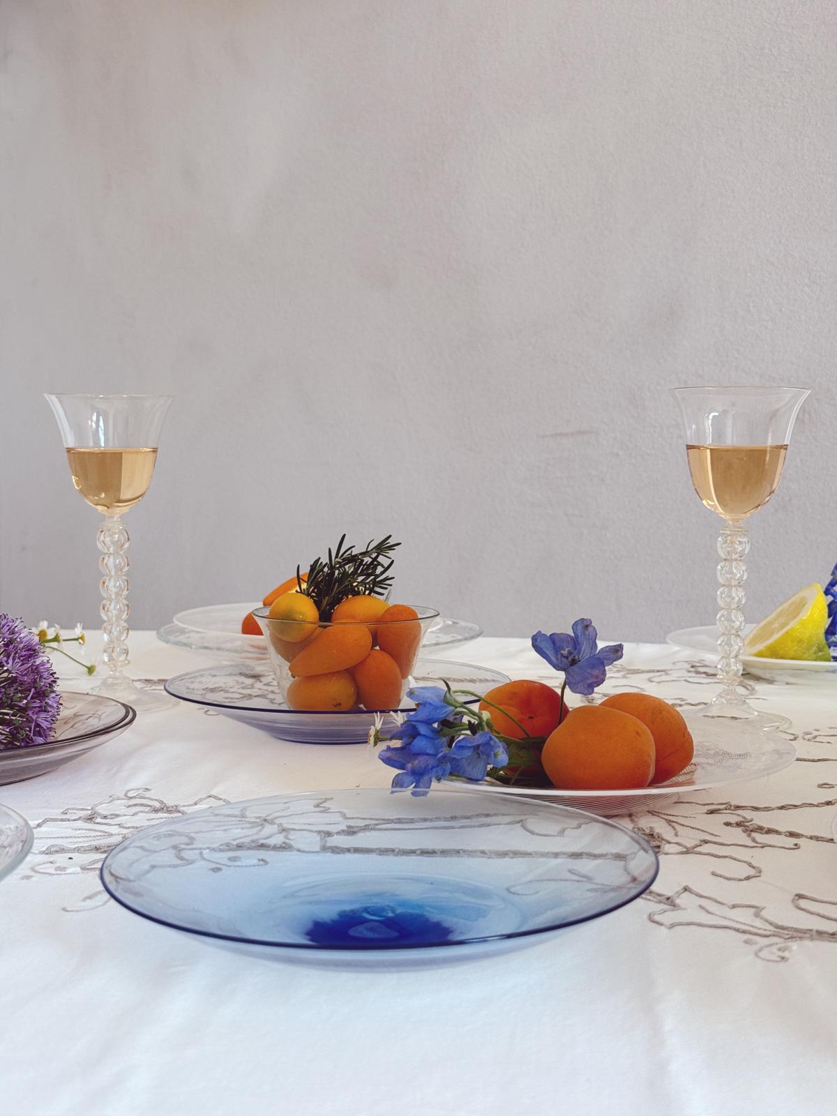 Perfectly Unmatching: Set of 8 1950s Multicolour Hand-blown Murano Glass Fruit Plates, Signed Seguso