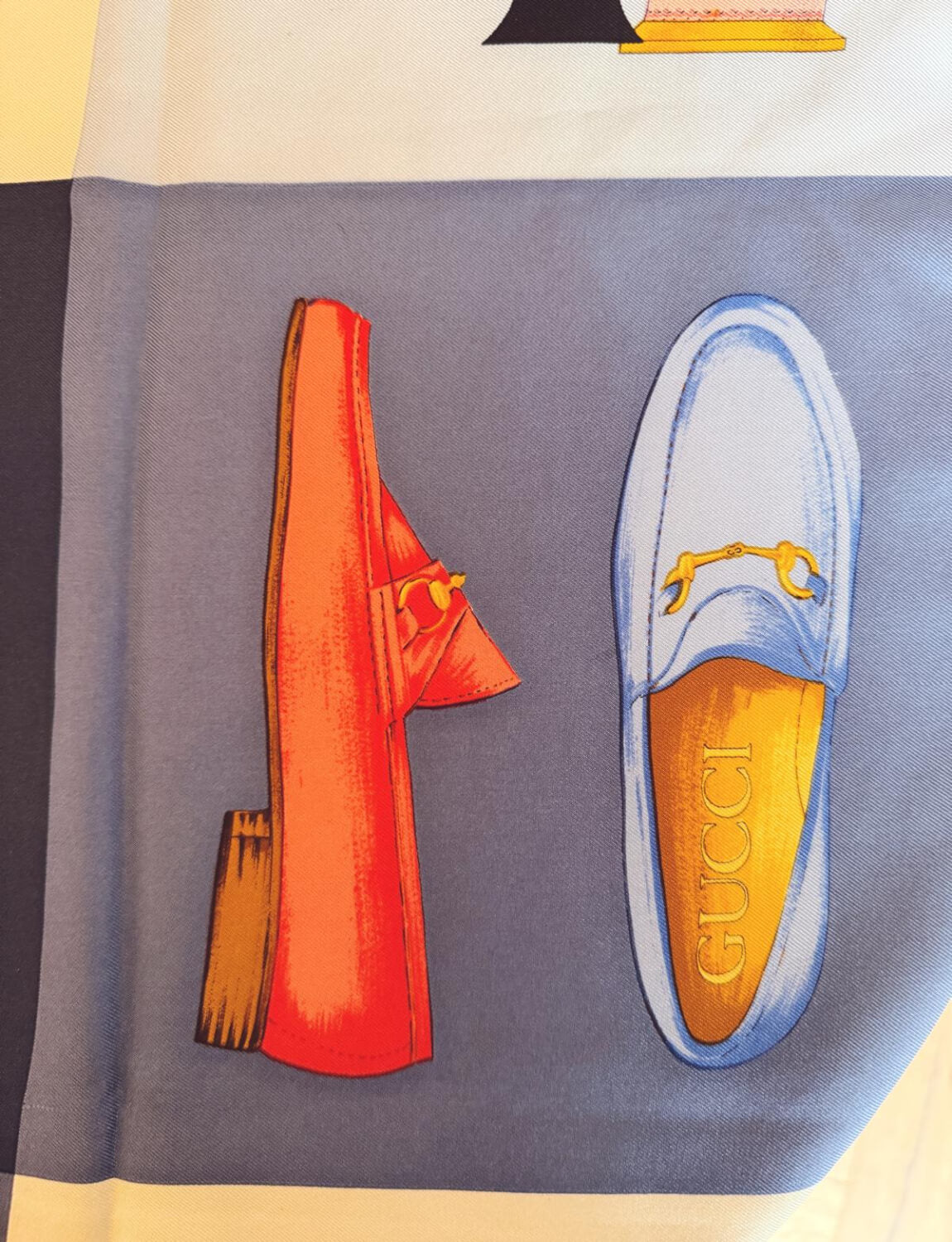 1980s Blue Gucci Silk Scarf