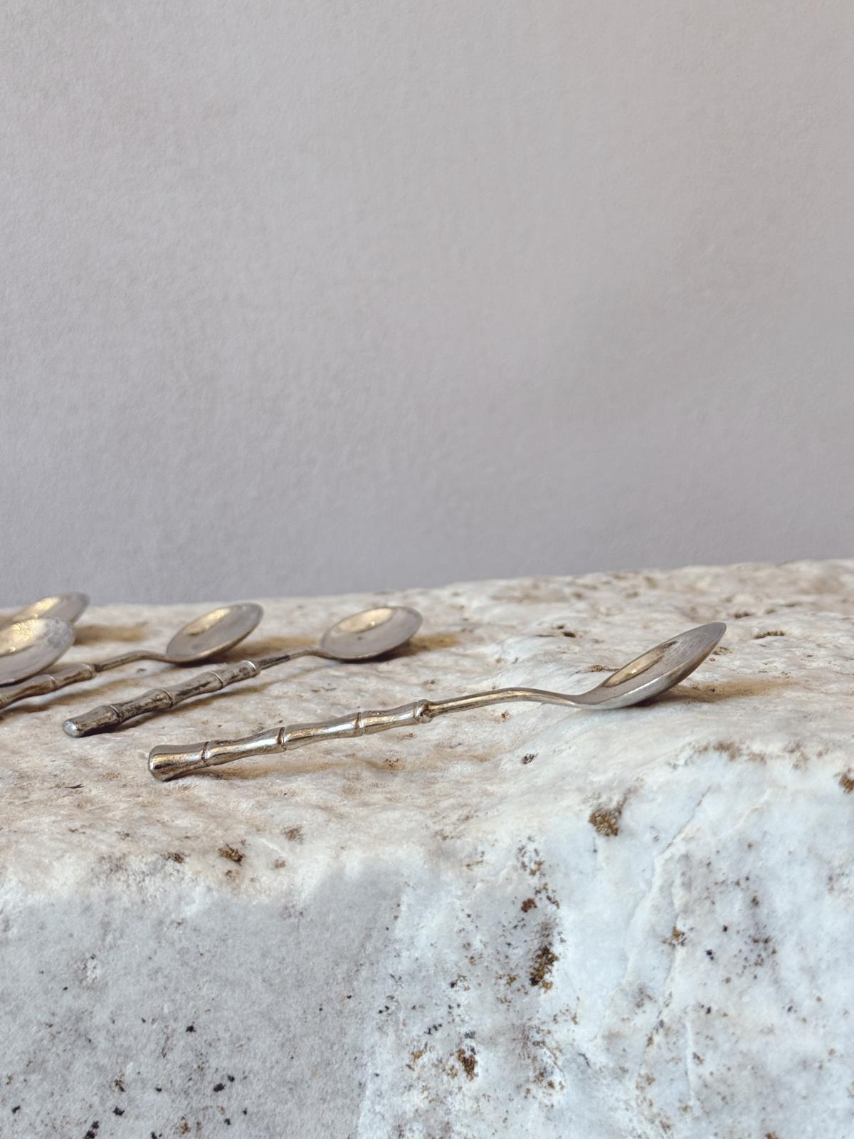 Set of 6 1970s Silver-plated 'Bamboo' Teaspoons