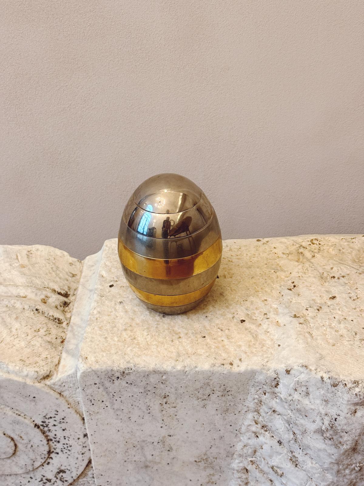 1970s Tommaso Barbi Brass & Silver Egg (Bowls)