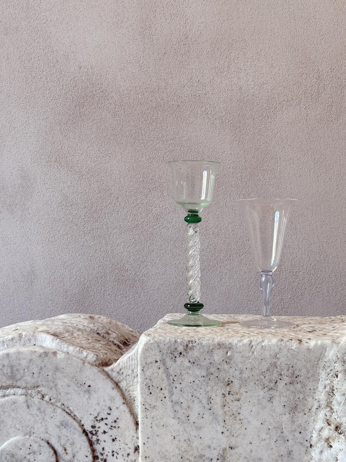 Perfectly Unmatched 1930s Principino Murano Small Dessert Wine Glasses (Set of 8)