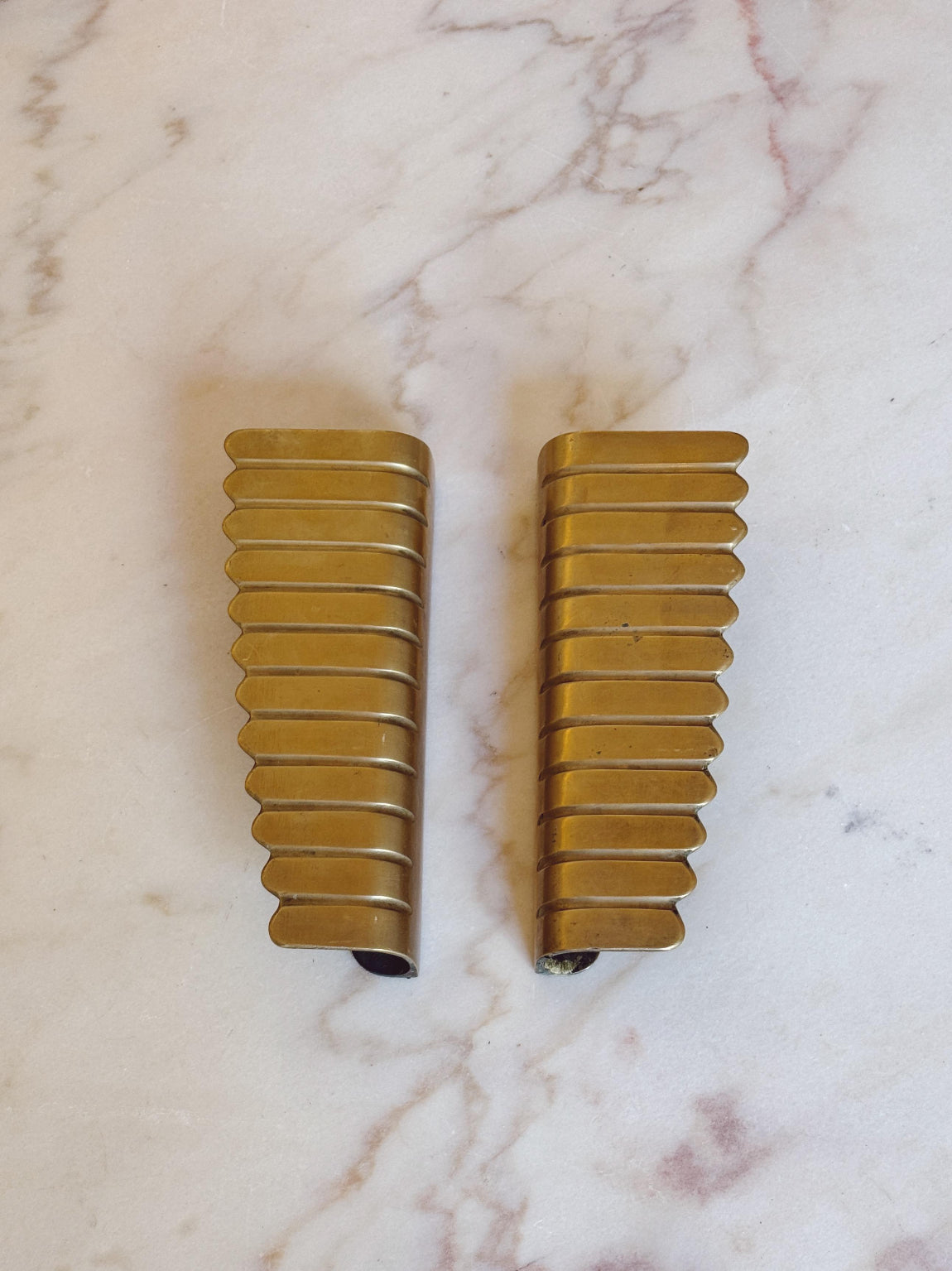 Pair of 1930s Art Deco Brass Double Door Handles