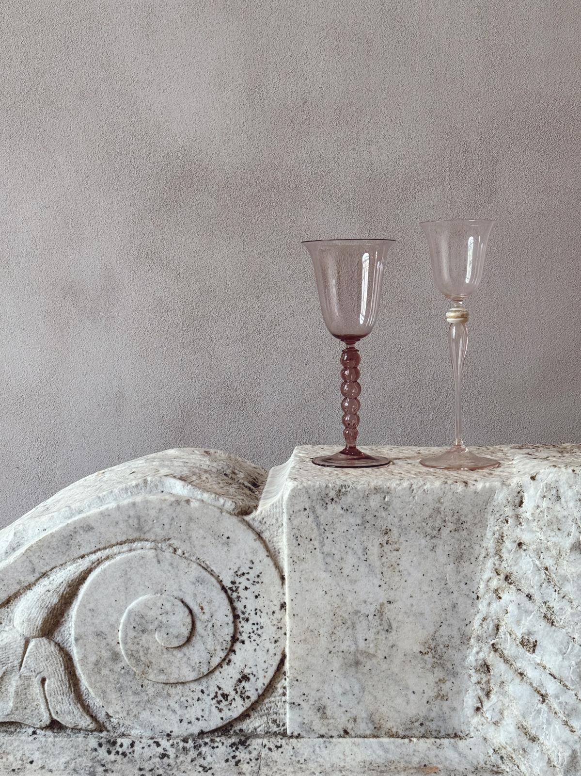 'Perfectly Unmatched' 1930s Principe Murano Very Tall Wine Glasses (Set of 8)