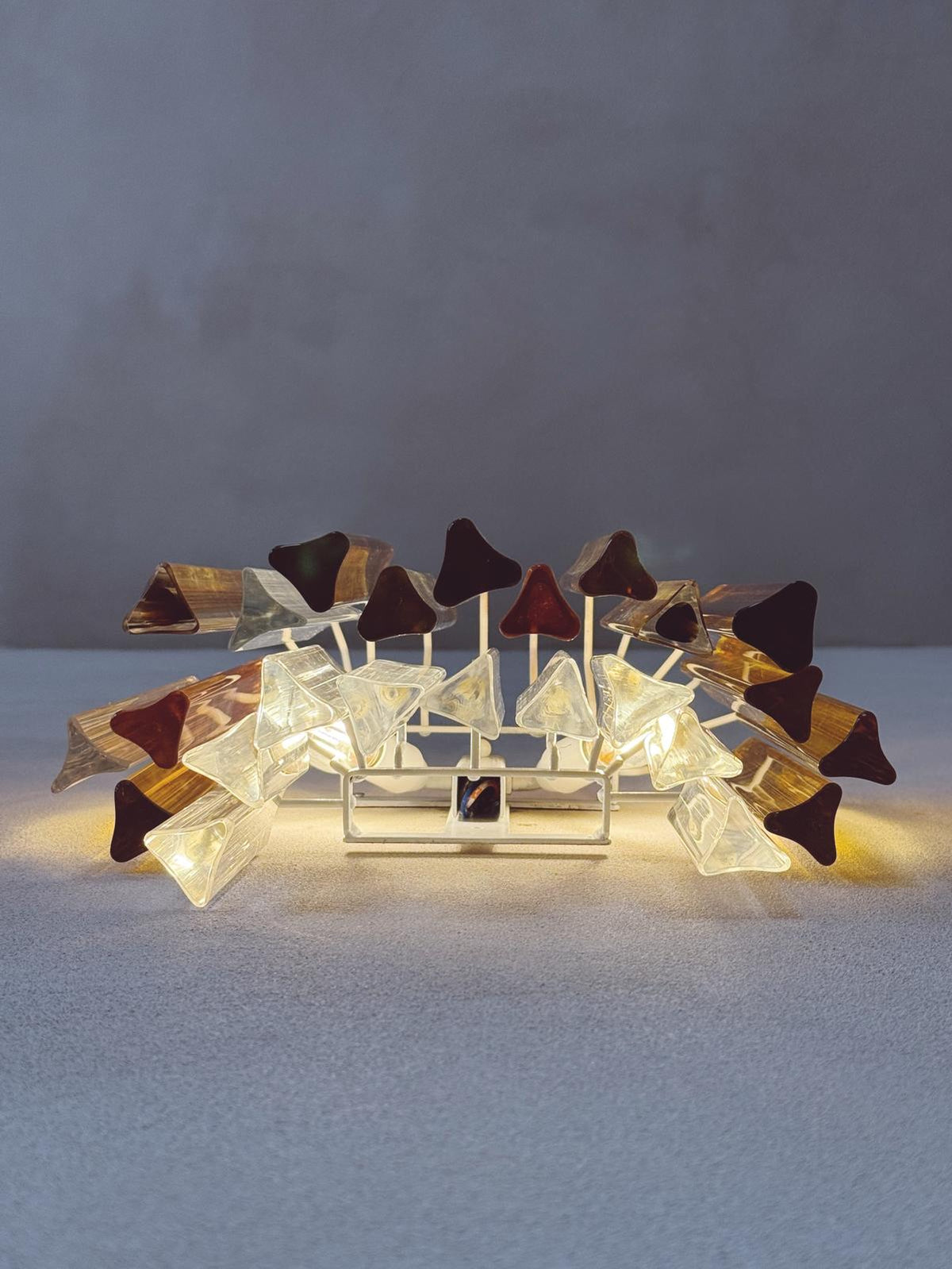 1970s Venini Murano Glass Wall Lights with Amber, Pink and Orange glass