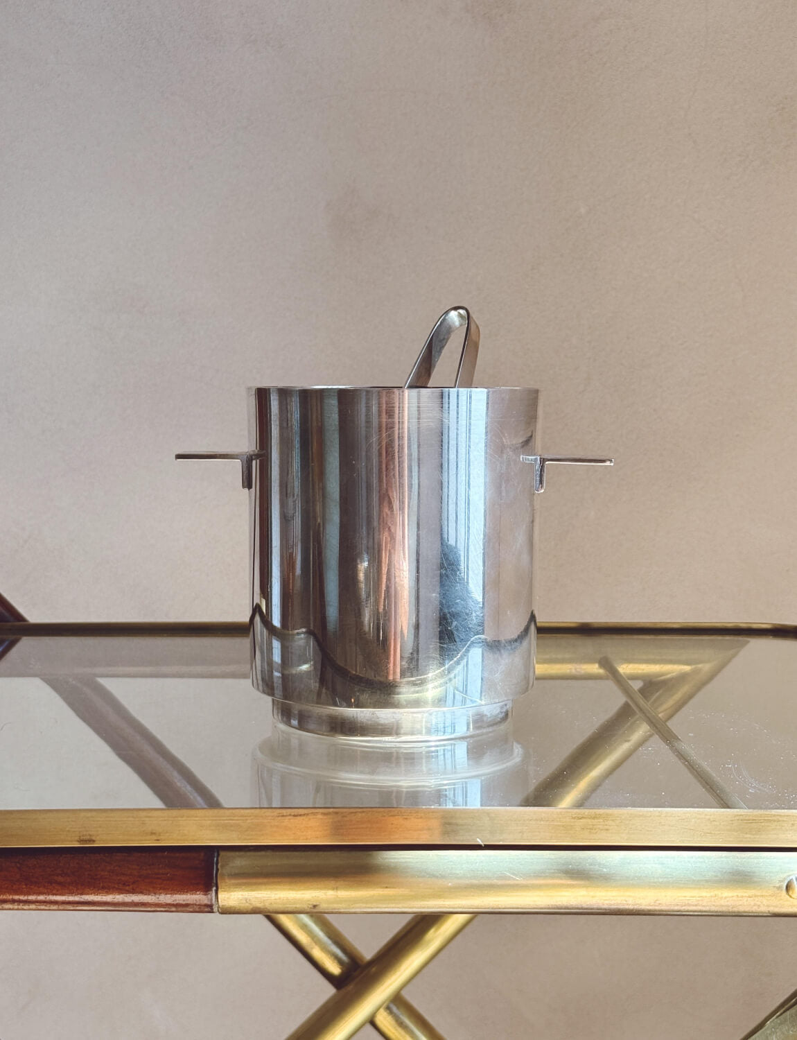 1960s Christofle ice bucket with tongs