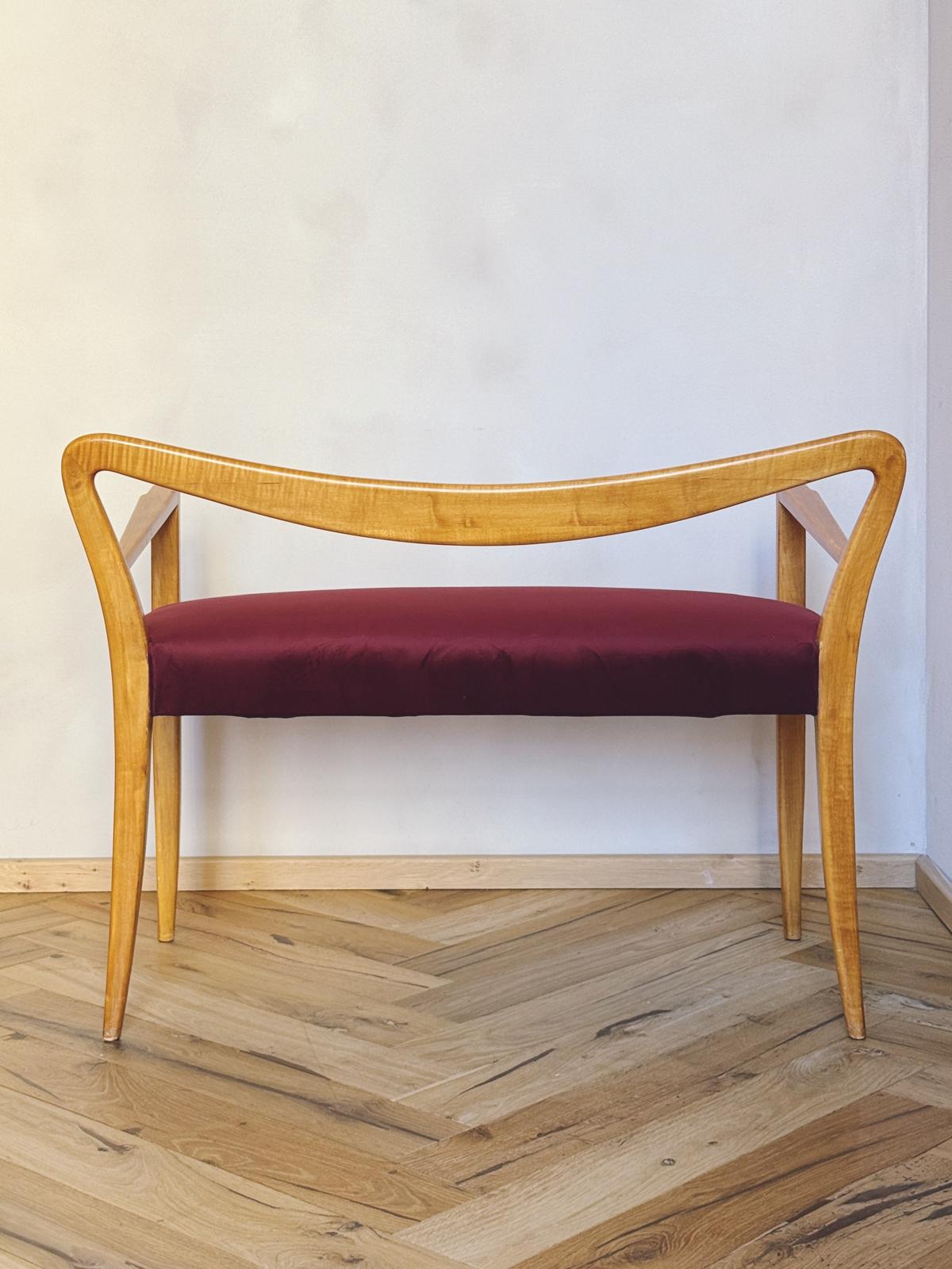 Pair of 1940s Guglielmo Ulrich Chairs in Burgundy Velvet