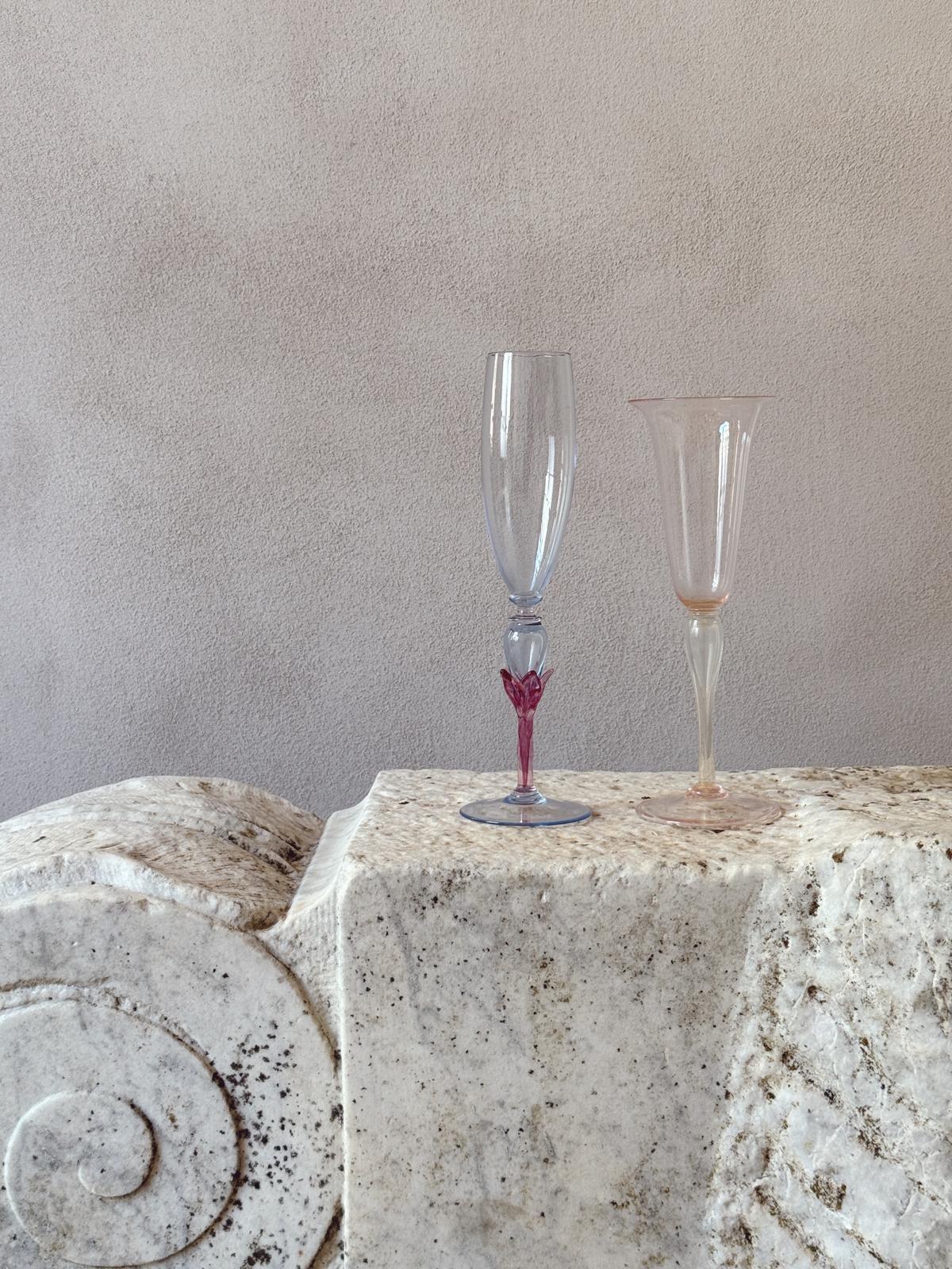 Perfectly Unmatched 1930s Marchesa Murano Prosecco Glasses (Set of 8)