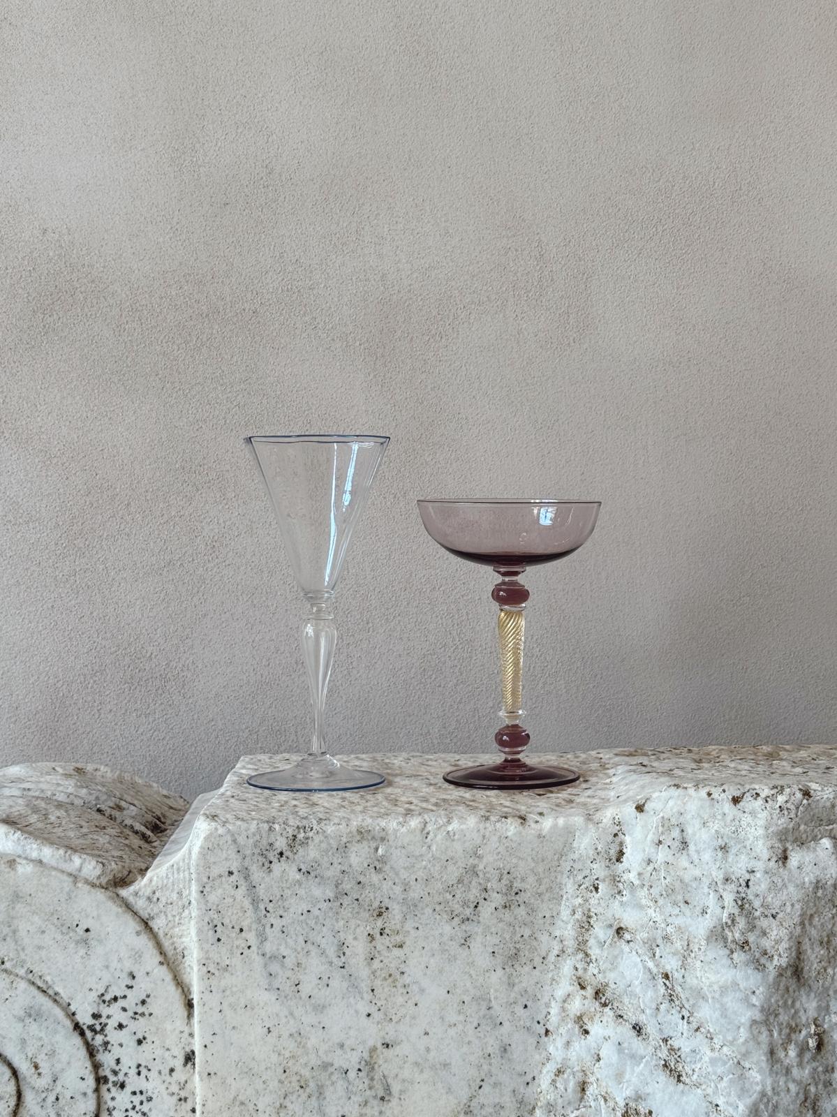 Perfectly Unmatched 1930s 'La Famiglia' Murano Glasses (Set of 8)