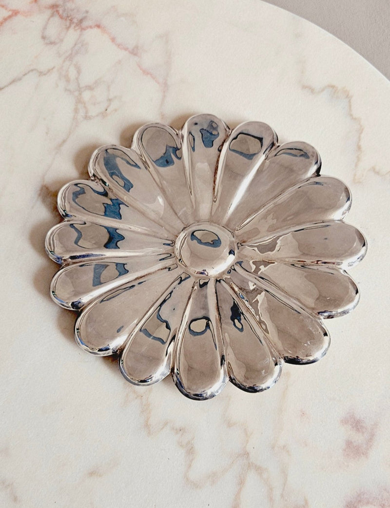 1970s Silver-plated Italian Flower Plate