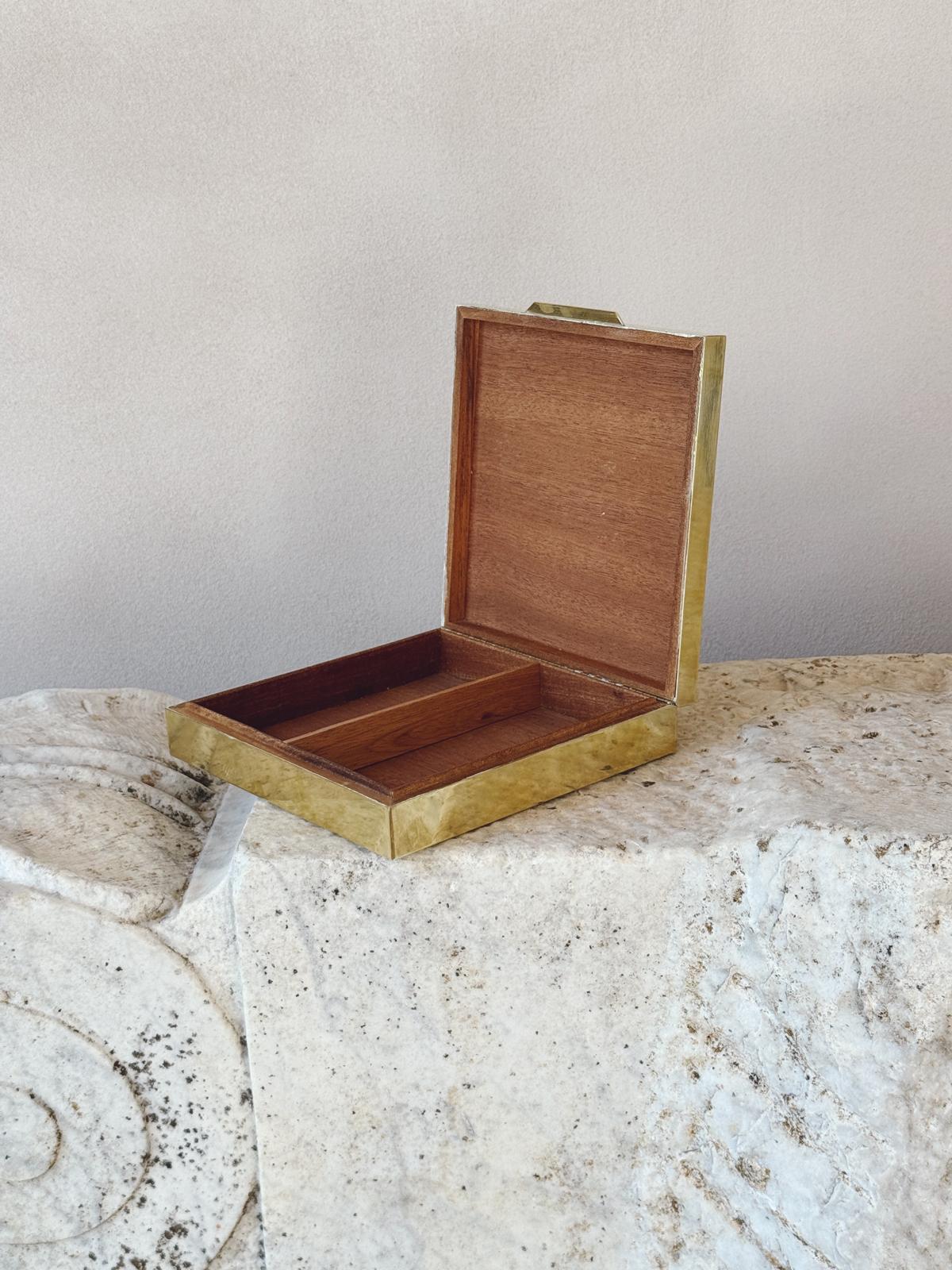 1970s Liwans Square Brass Desk Box