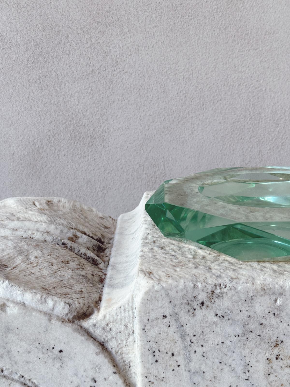 1970s Octagonal Fontana Arte Turquoise bowl