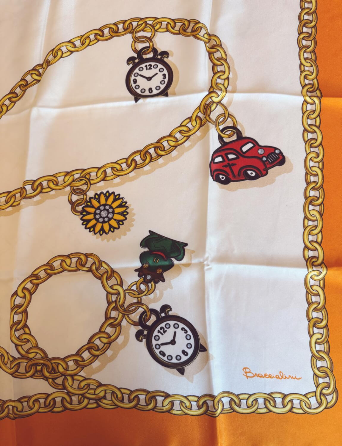 1980s Silk Charm Scarf by Braccialini