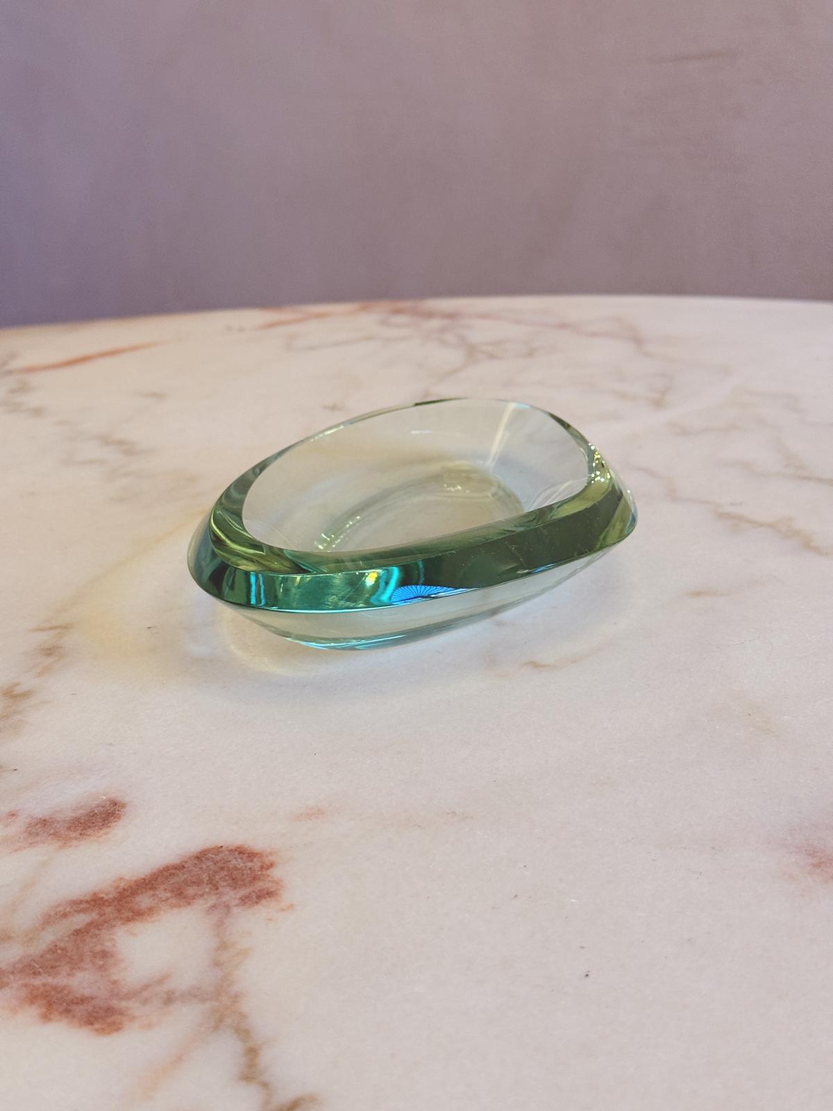 1960s Fontana Arte Pale Green Asymmetric Bowl