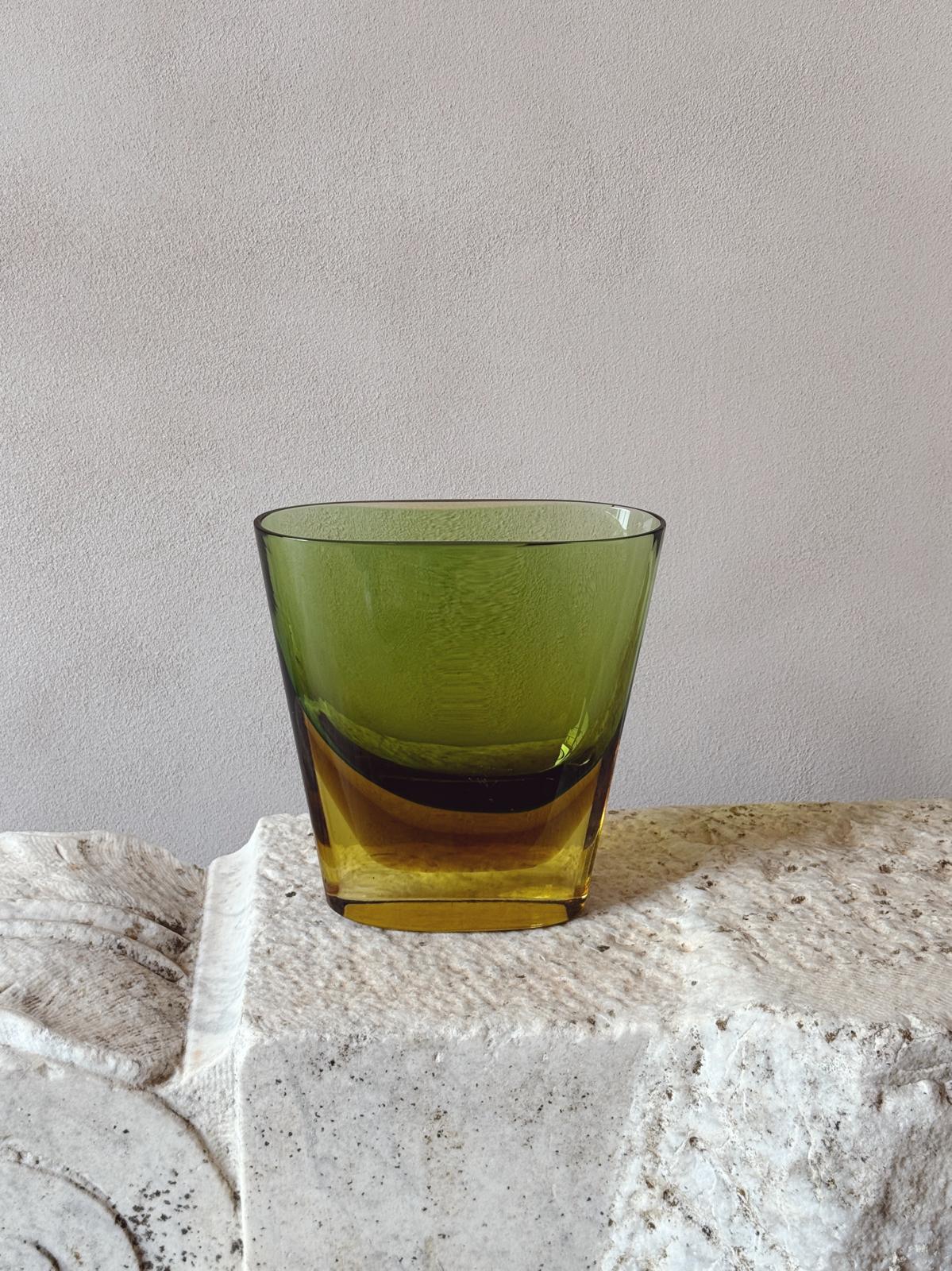 1960s Flavio Poli Olive Sommerso Murano Vase