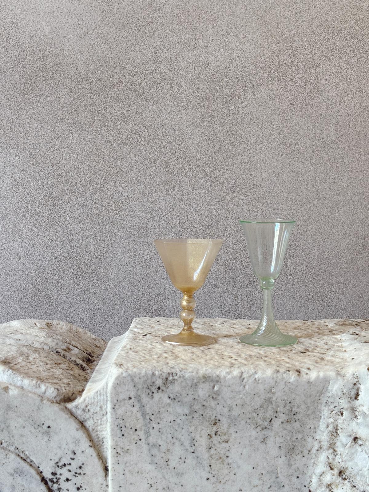 Perfectly Unmatched 1930s Principino Murano Small Dessert Wine Glasses (Set of 8)