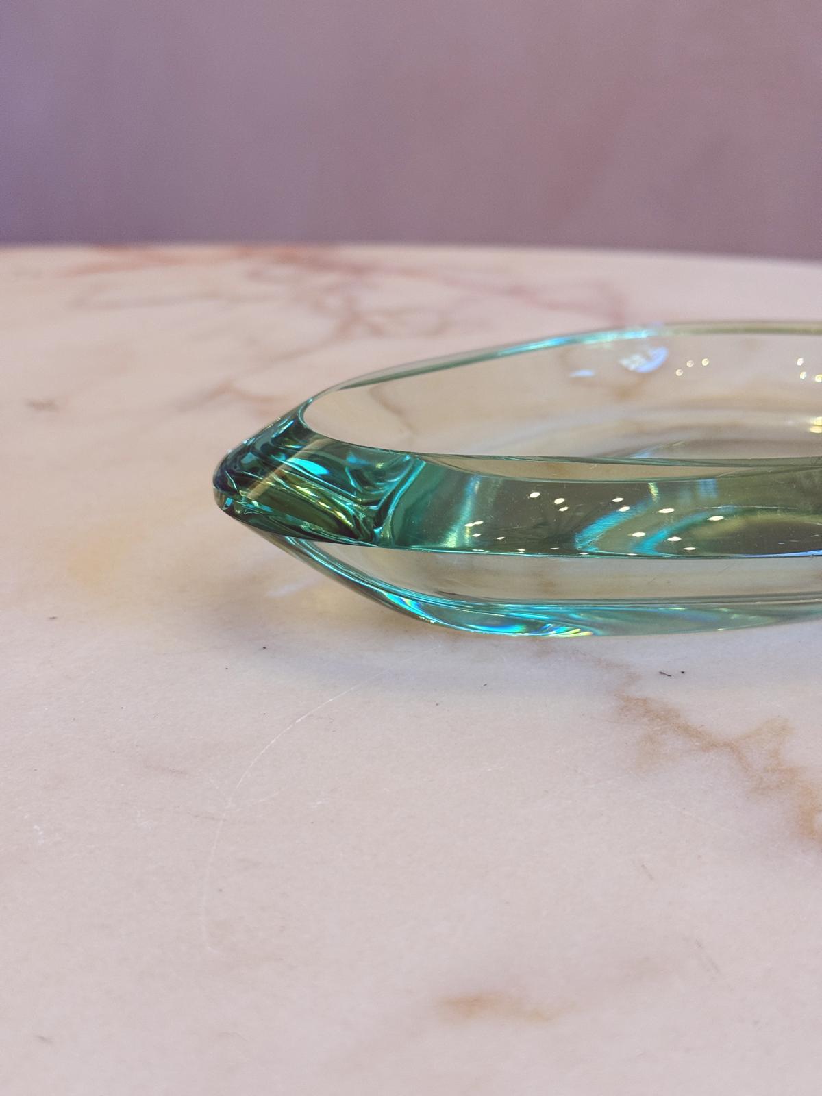 1960s Fontana Arte Pale Green Asymmetric Bowl