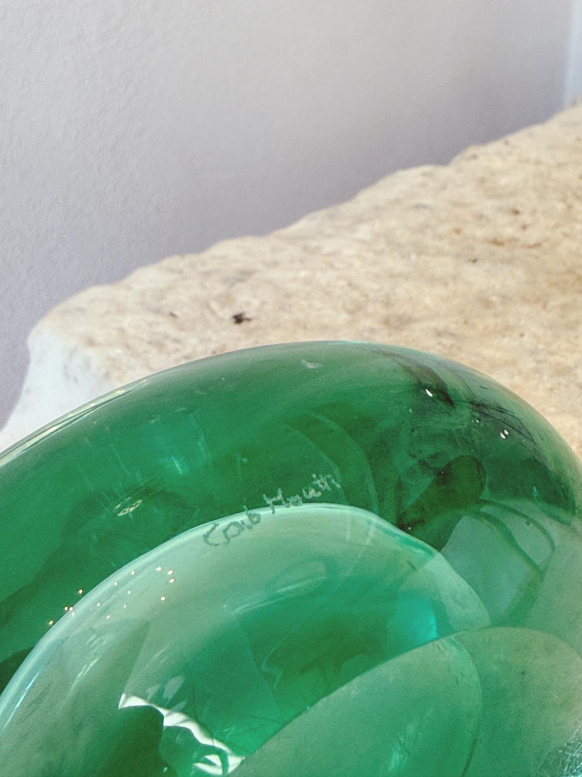 1970s Hand-blown Turquoise Murano Glass - Candlestick and Carlo Moretti Paperweight