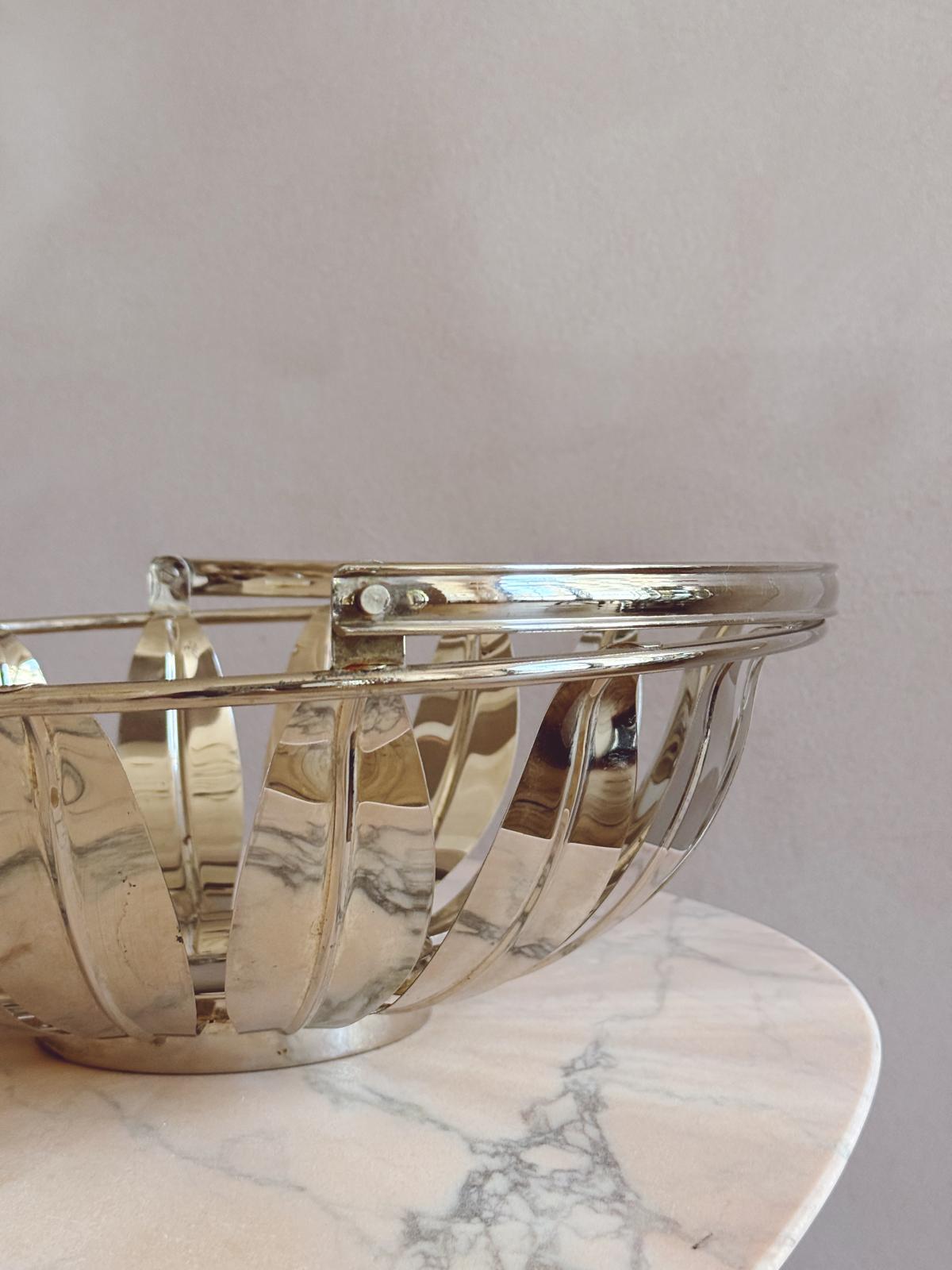 1970s Large Metal Leaf Display Basket