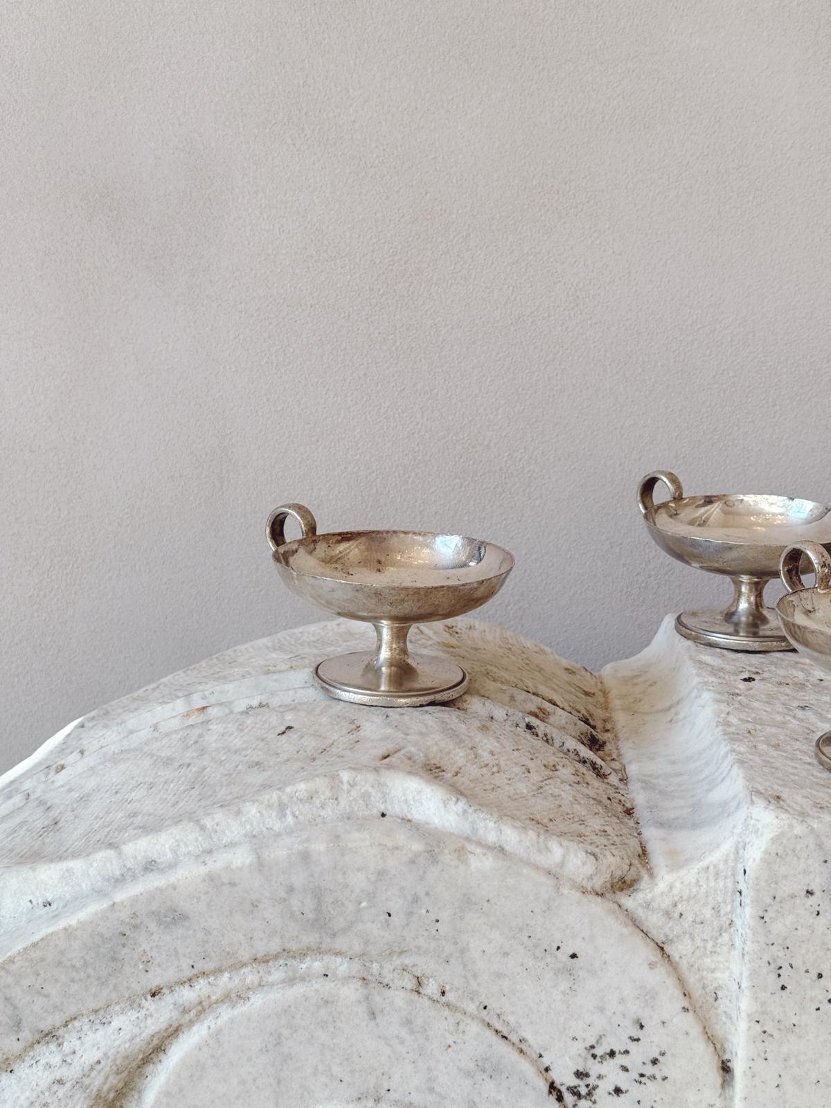 1940s Set of Six Metal Gelato Bowls with Handle by Fratelli Calderoni