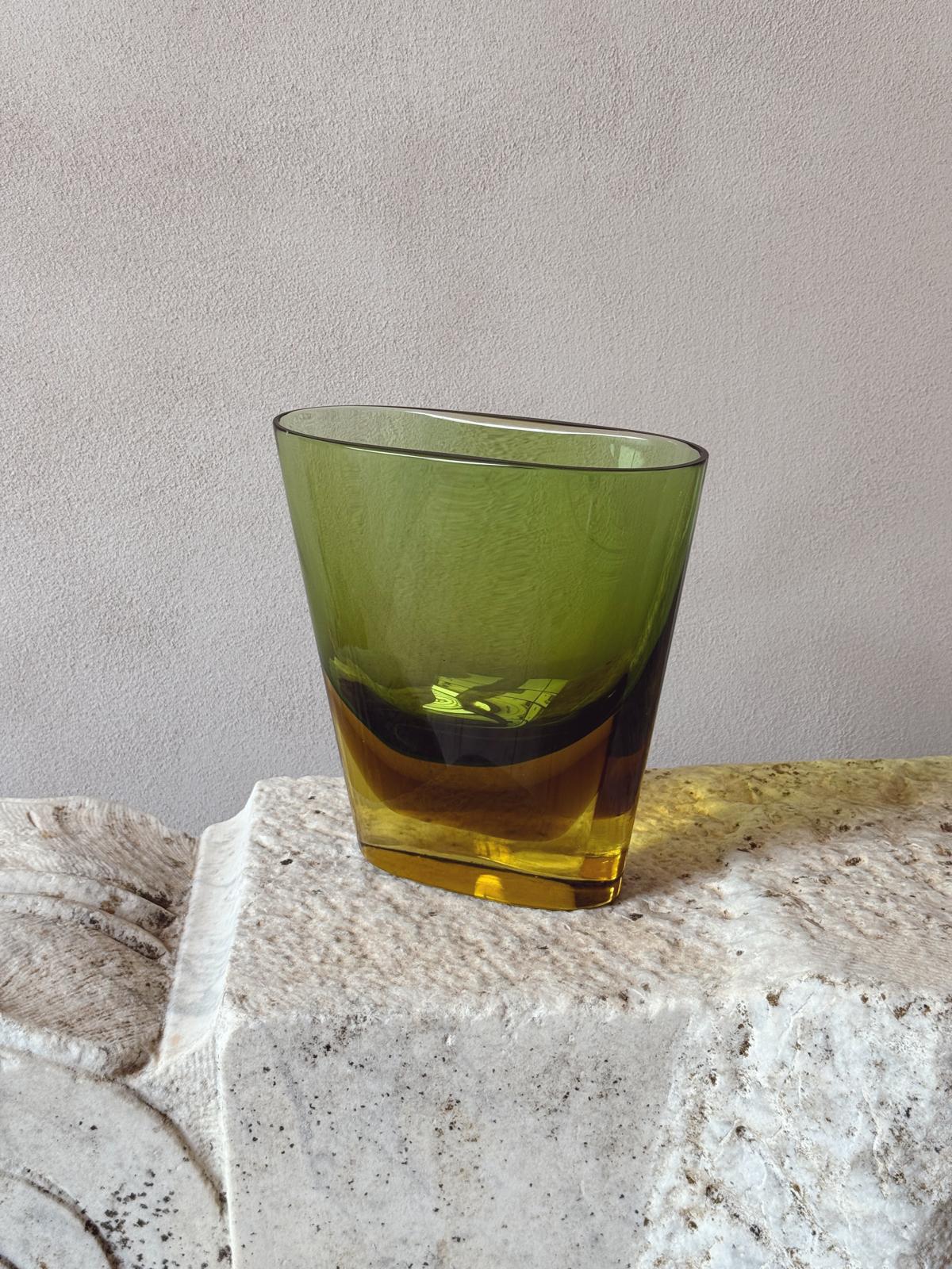 1960s Flavio Poli Olive Sommerso Murano Vase