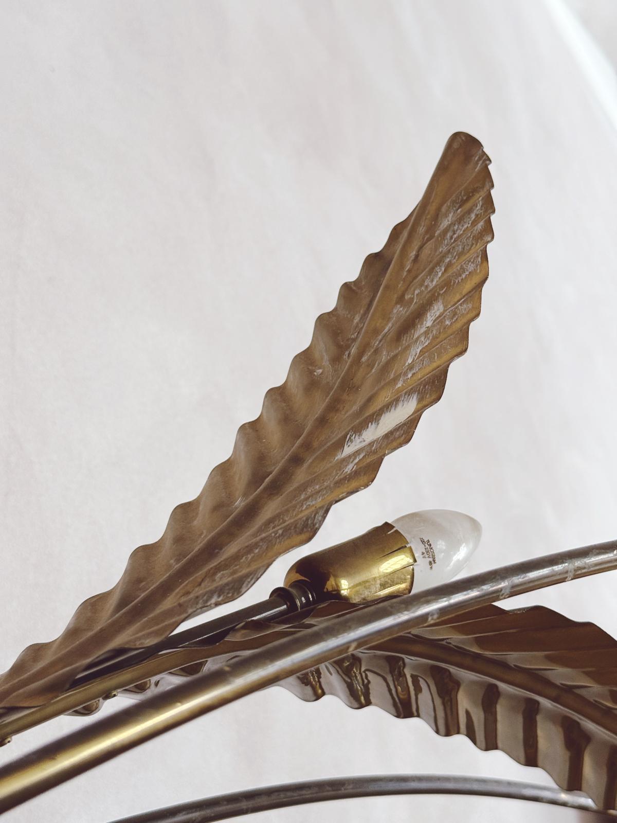 1960s Extra Large Brass Bamboo Leaf Floor Lamp