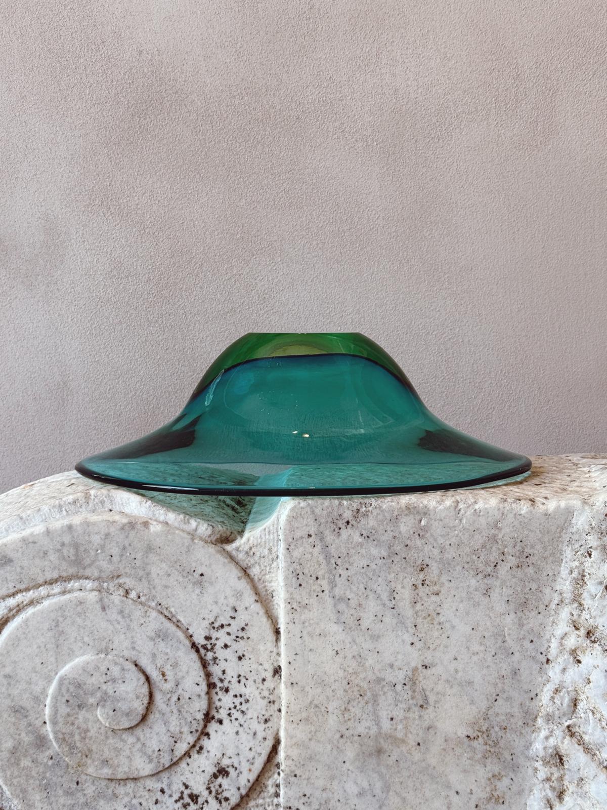 1960s Sommerso Green Murano Glass Centrepiece