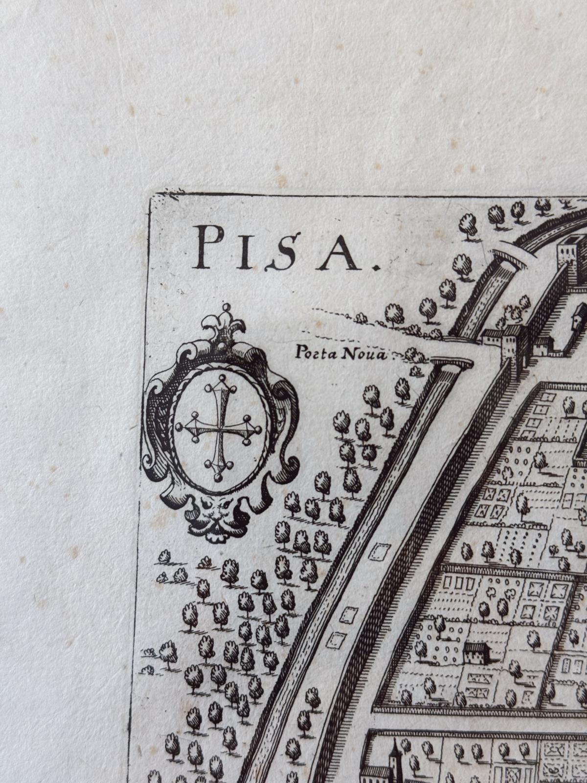 Original Parchment Map of the city of Pisa dated 1640