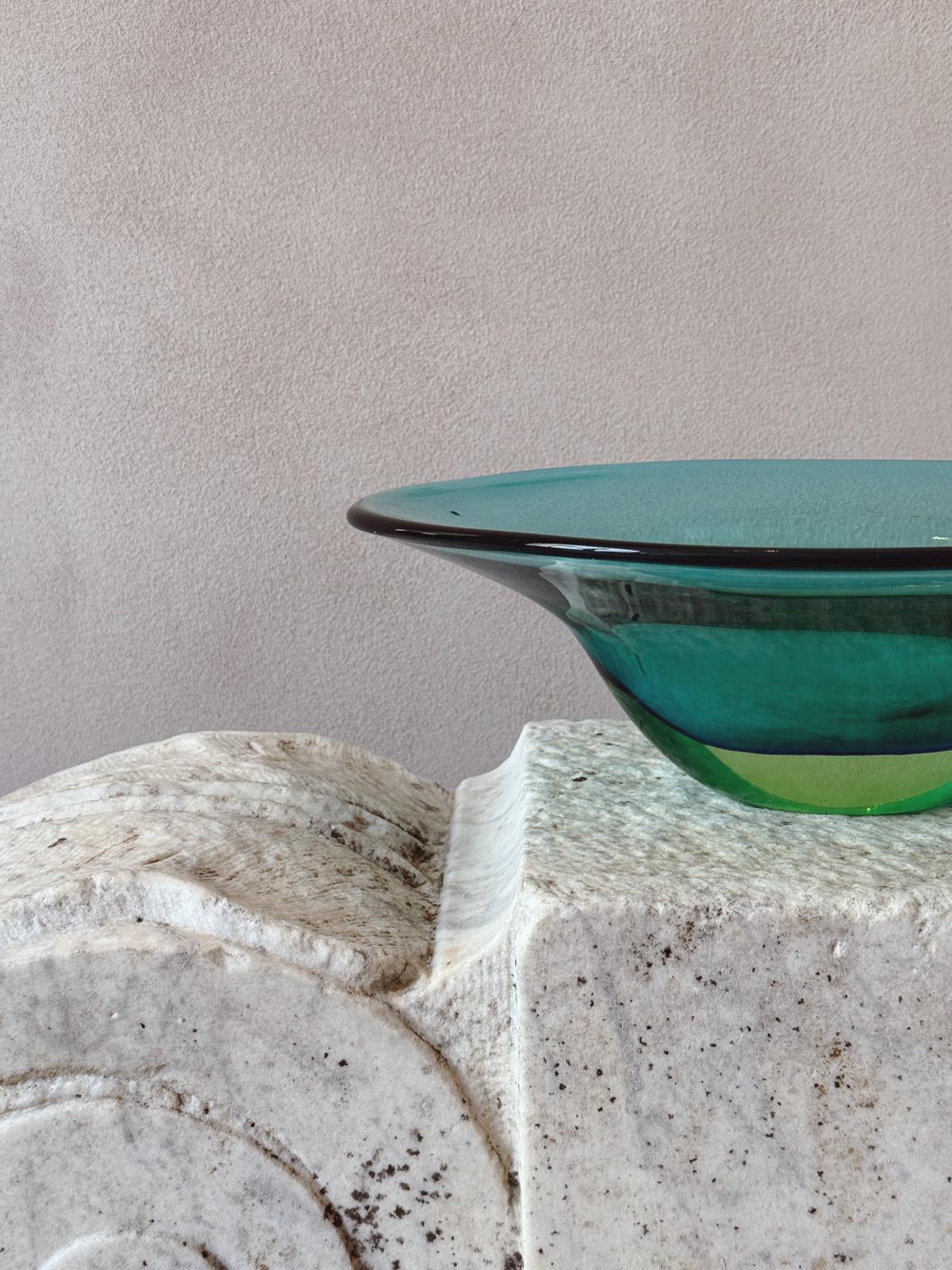 1960s Sommerso Green Murano Glass Centrepiece