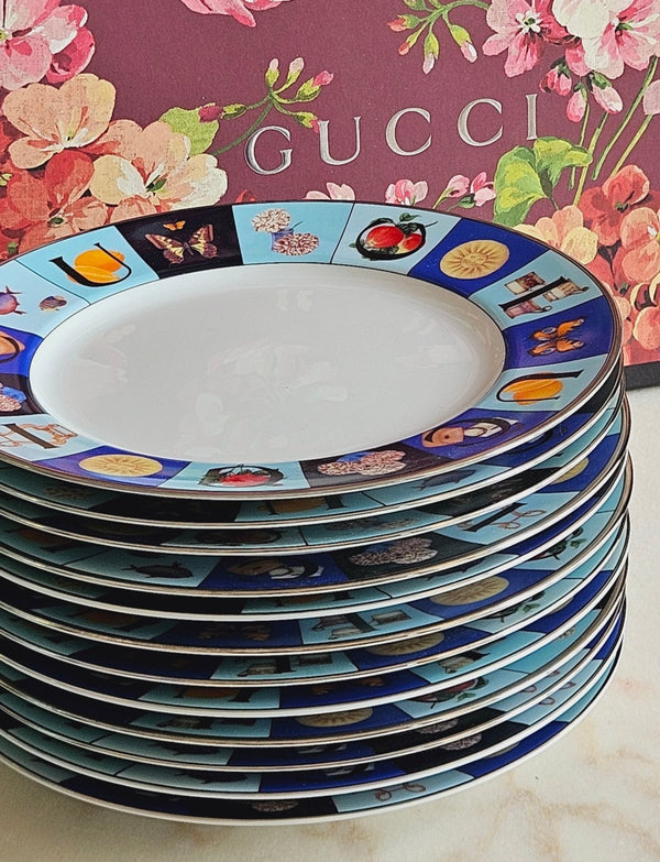 Set of 12 1980s GUCCI Plates in Original GUCCI box