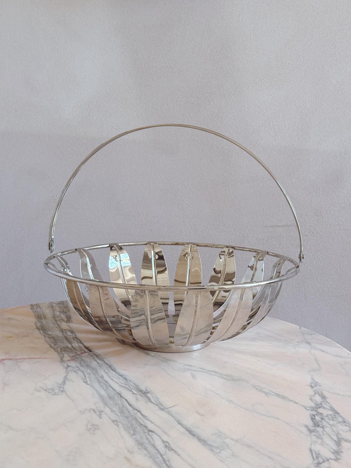 1970s Large Metal Leaf Display Basket