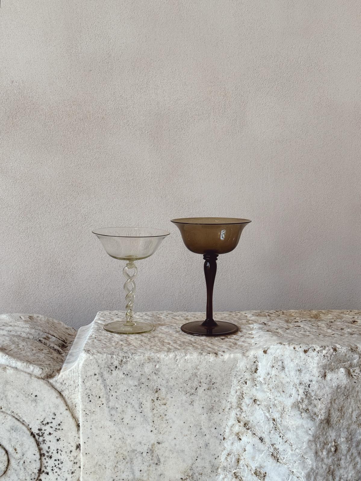 Perfectly Unmatched 1930s Duchessa Murano Cocktail Glasses (Set of 8)