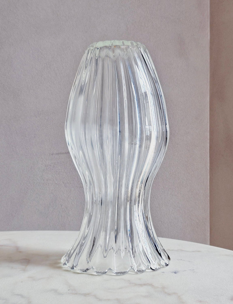 1960s Large Hand-Blown Transparent Murano Glass Vase