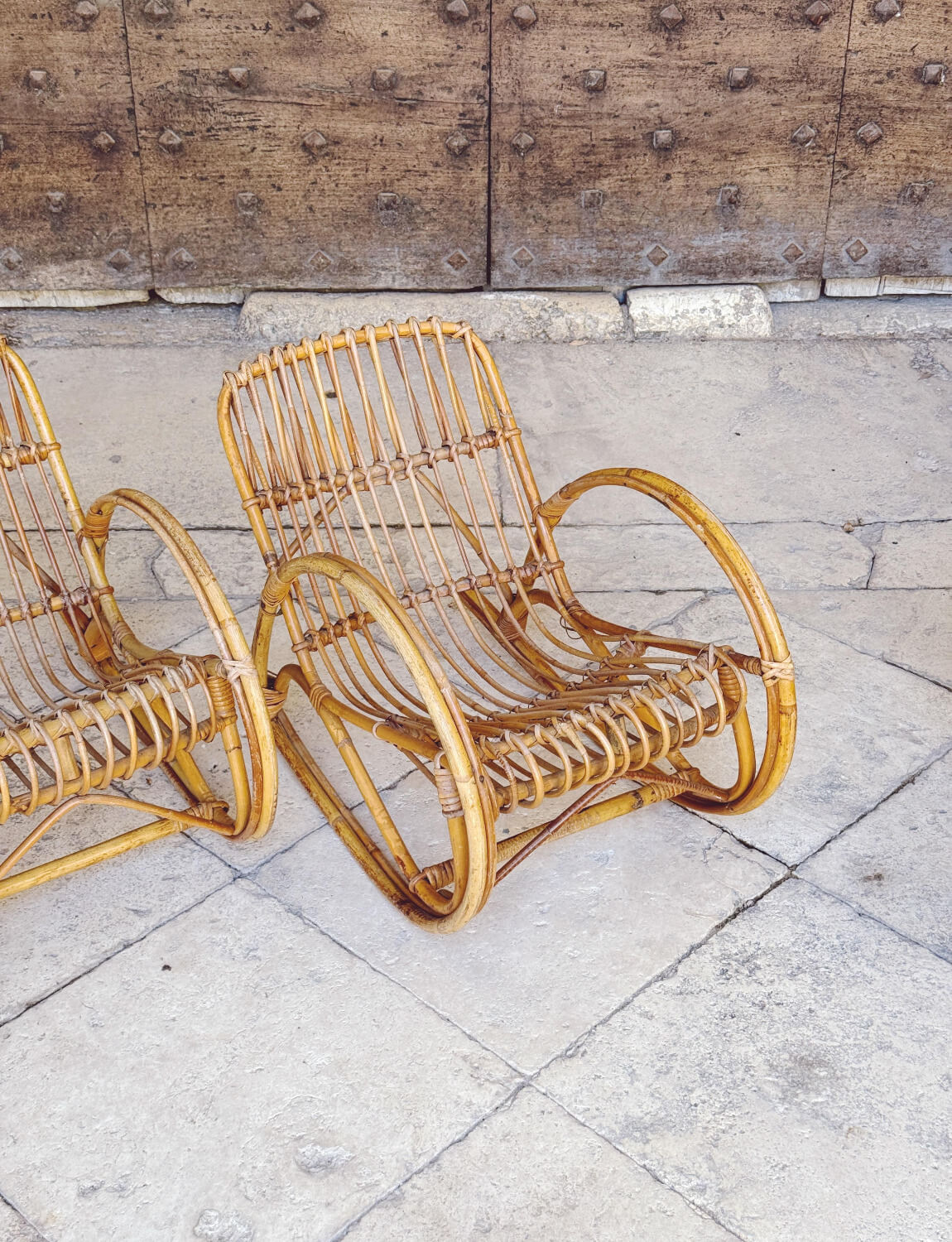 Pair of 1970s Children's Wicker Rocking chairs