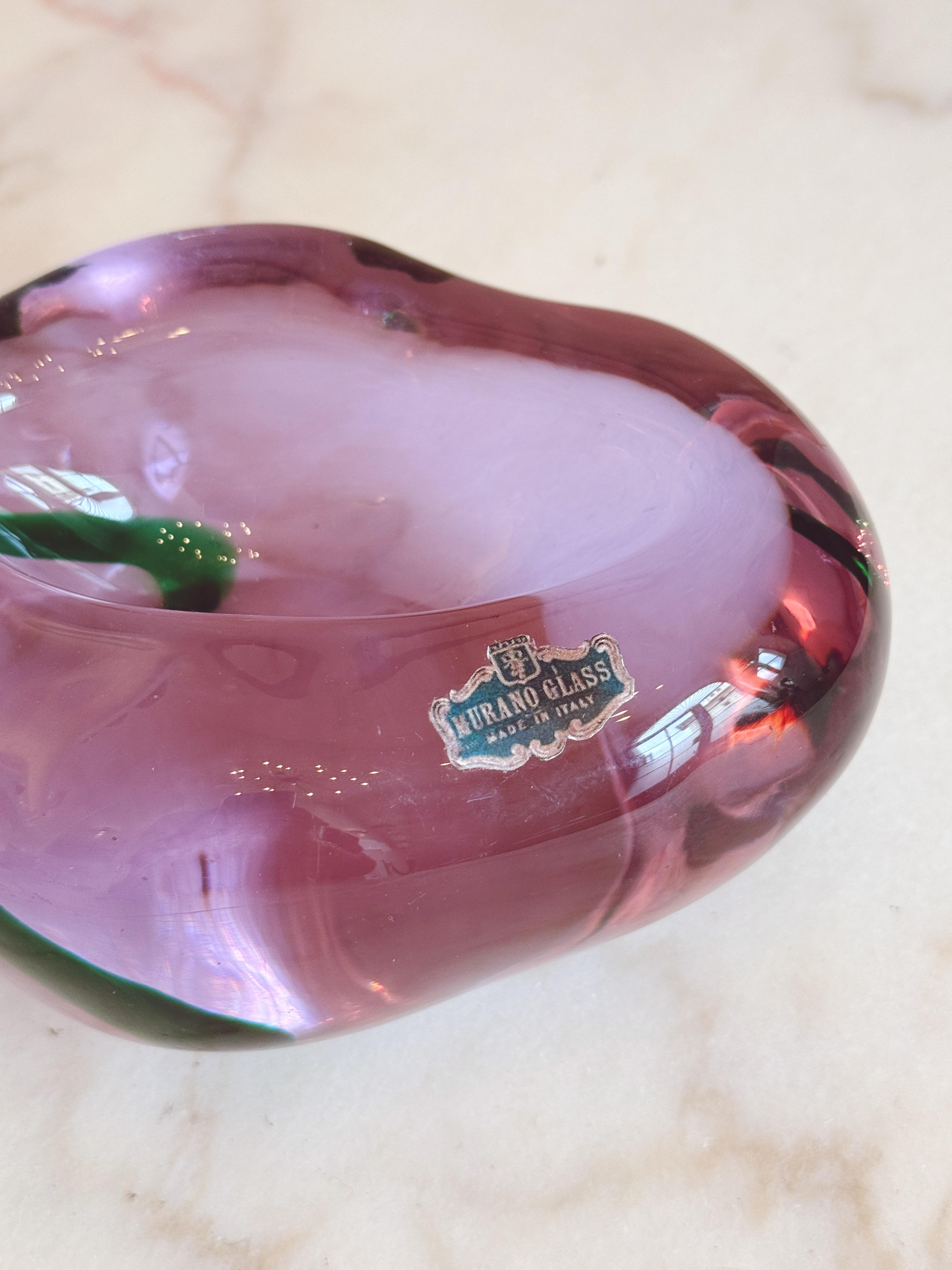 1960s Purple Signed Venini Stone Shaped Bowl