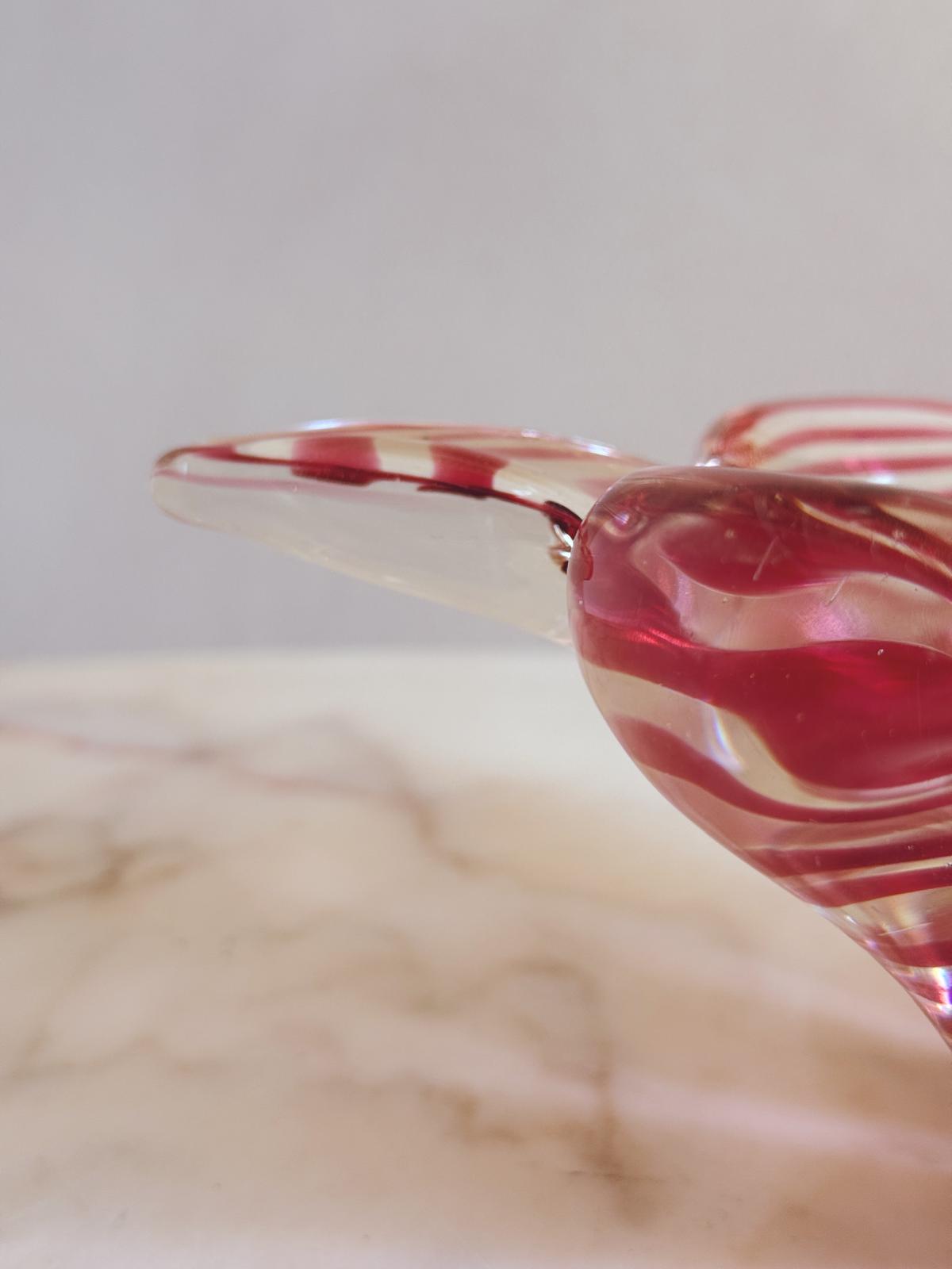 1950s Barovier Ogange Striped Murano Glass Flower Shaped Bowl