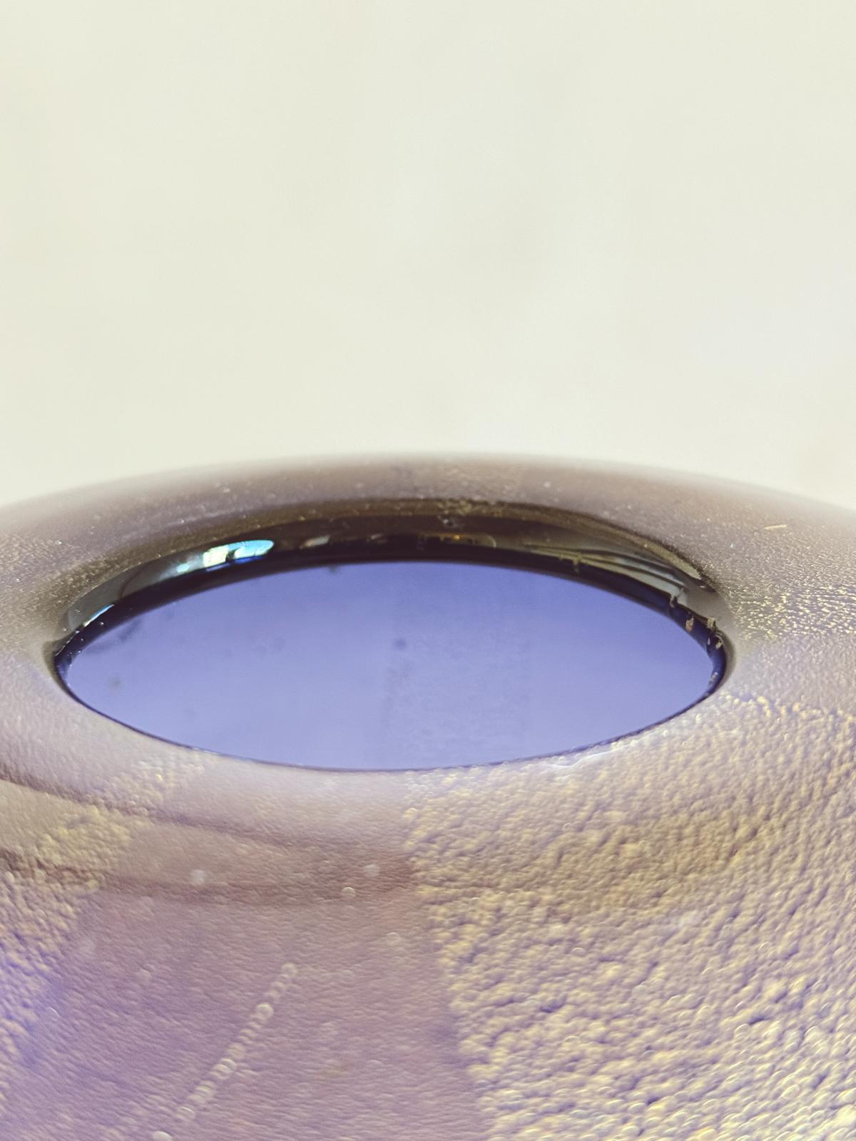 1980s Laura Diaz de Santillana for Venini Gold and Purple Vase, signed