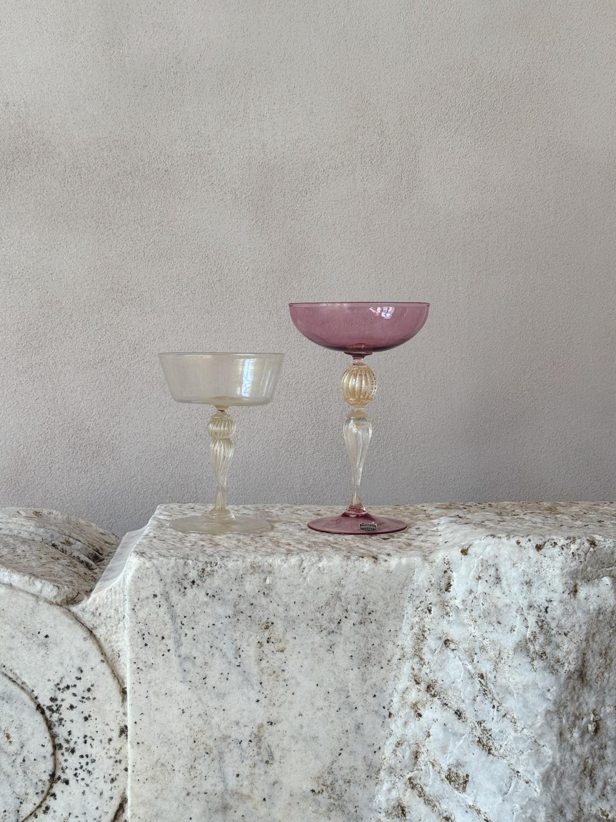 Perfectly Unmatched 1930s Duchessa Murano Cocktail Glasses (Set of 8)