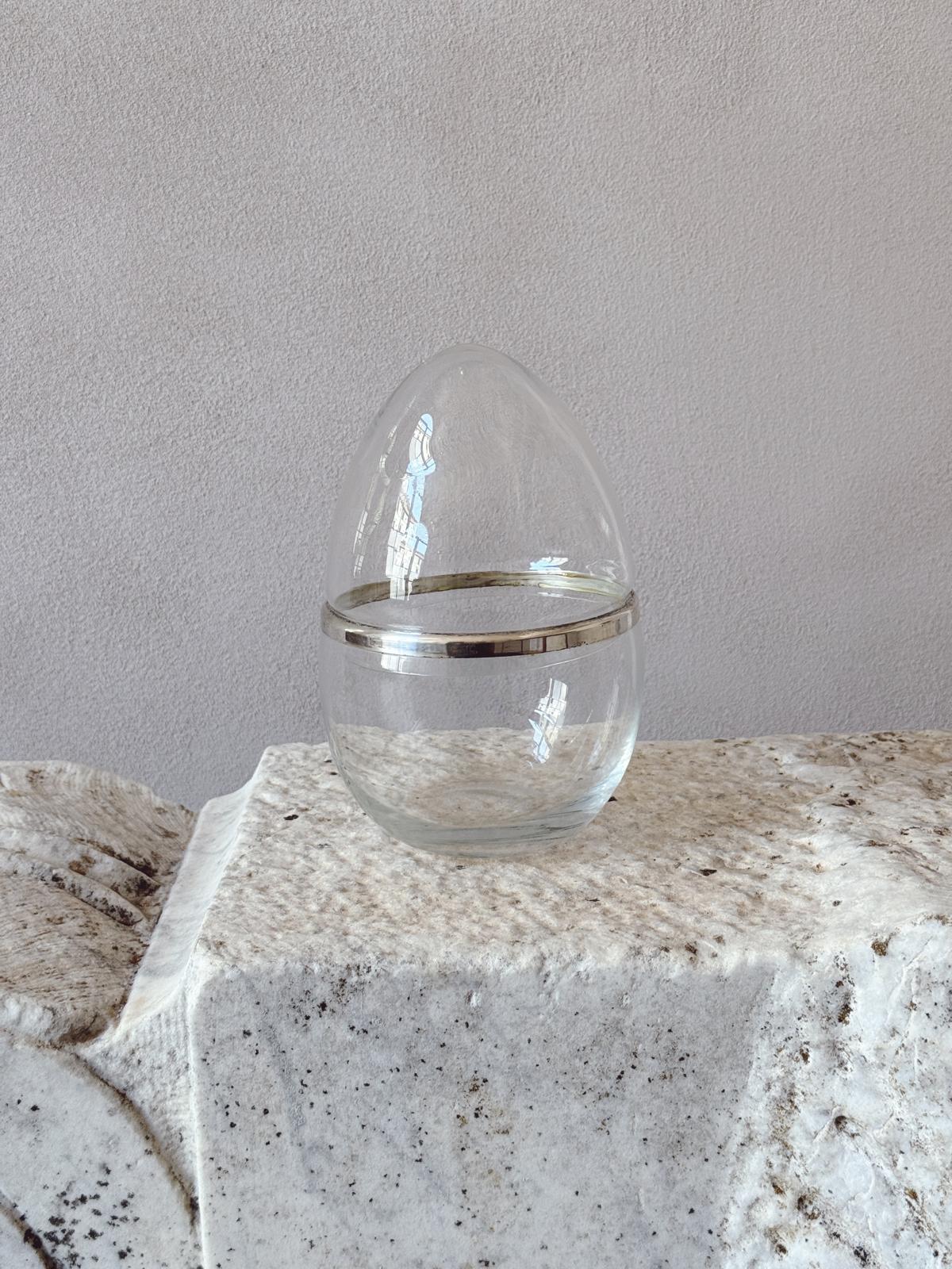 1970s Transparent Murano Glass Egg Box