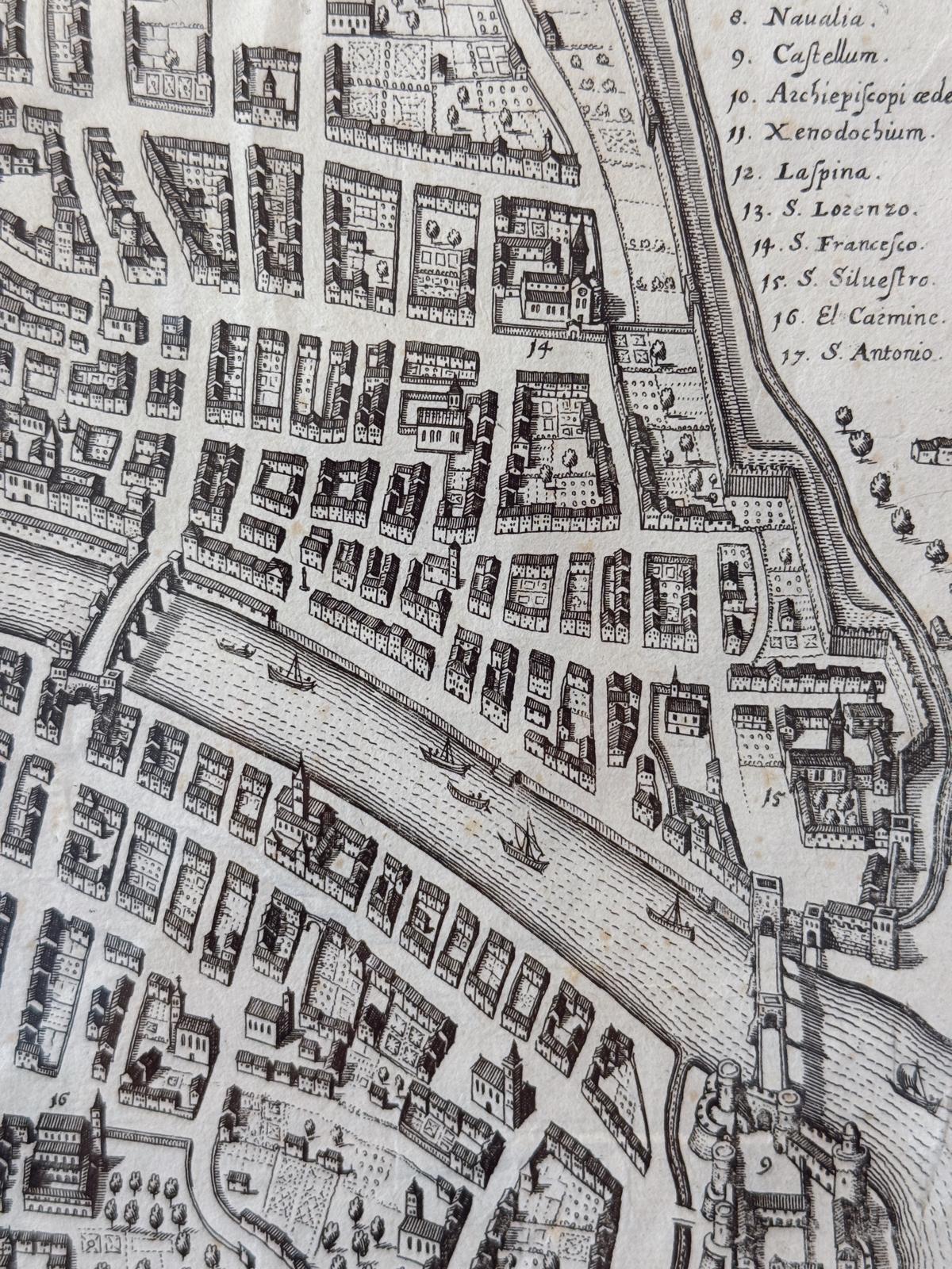 Original Parchment Map of the city of Pisa dated 1640