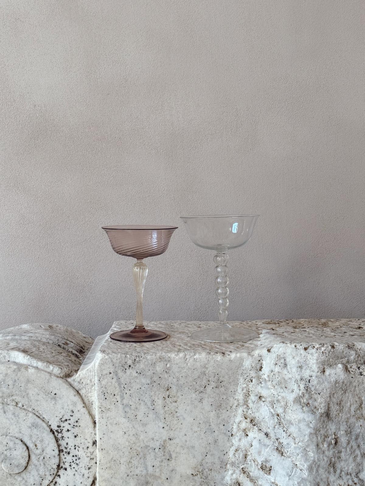 Perfectly Unmatched 1930s Duchessa Murano Cocktail Glasses (Set of 8)