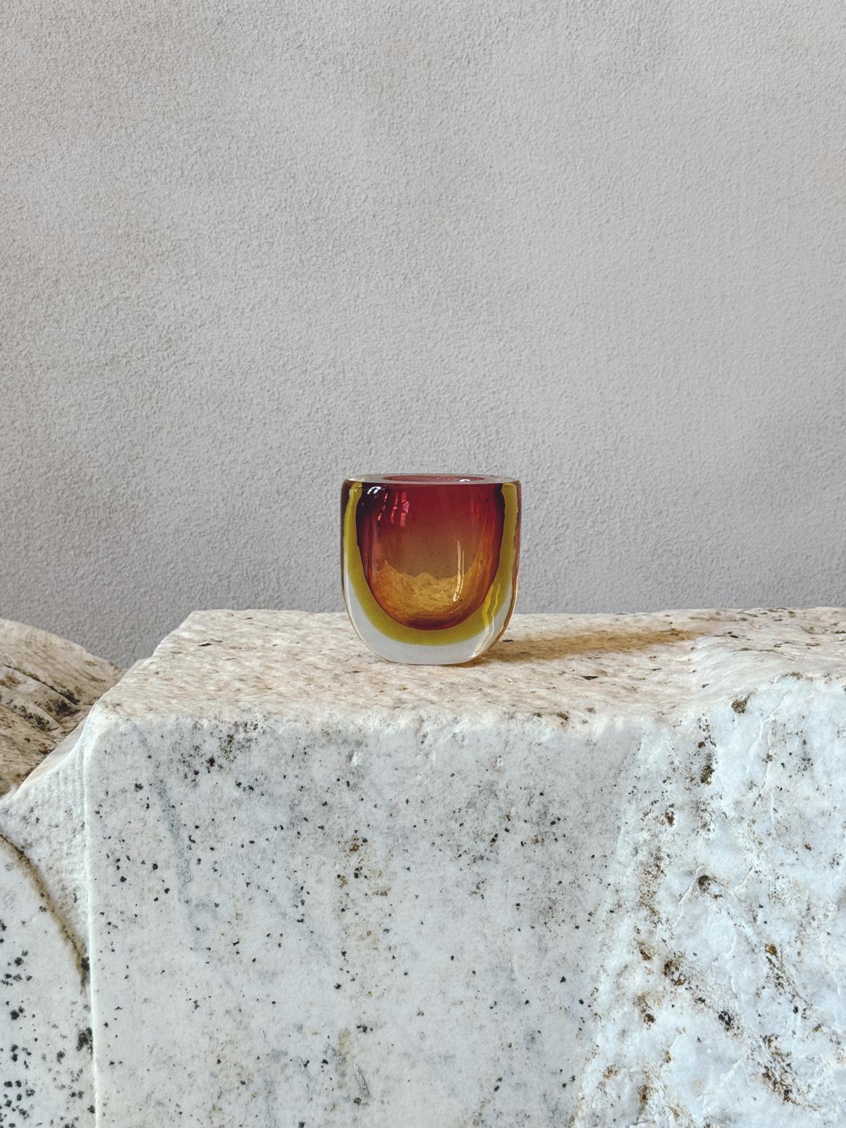 A Set of Three Murano Glass Yellow & Orange Bowls