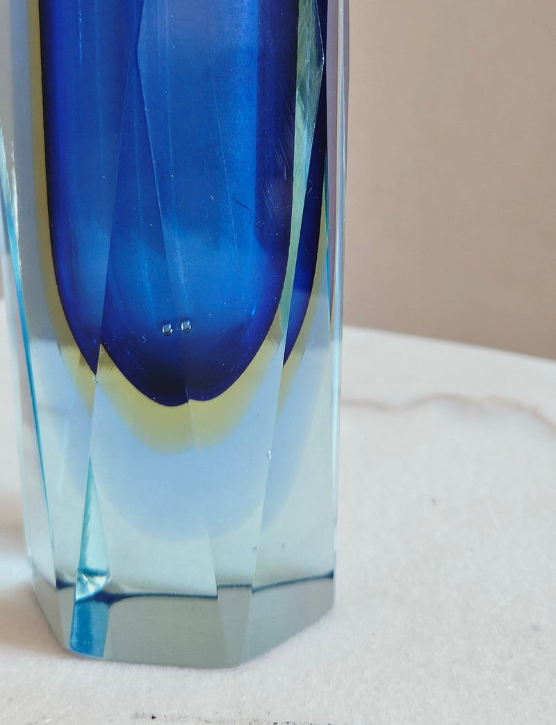 1960s Blue Triple Sommerso Mandruzzato Vase