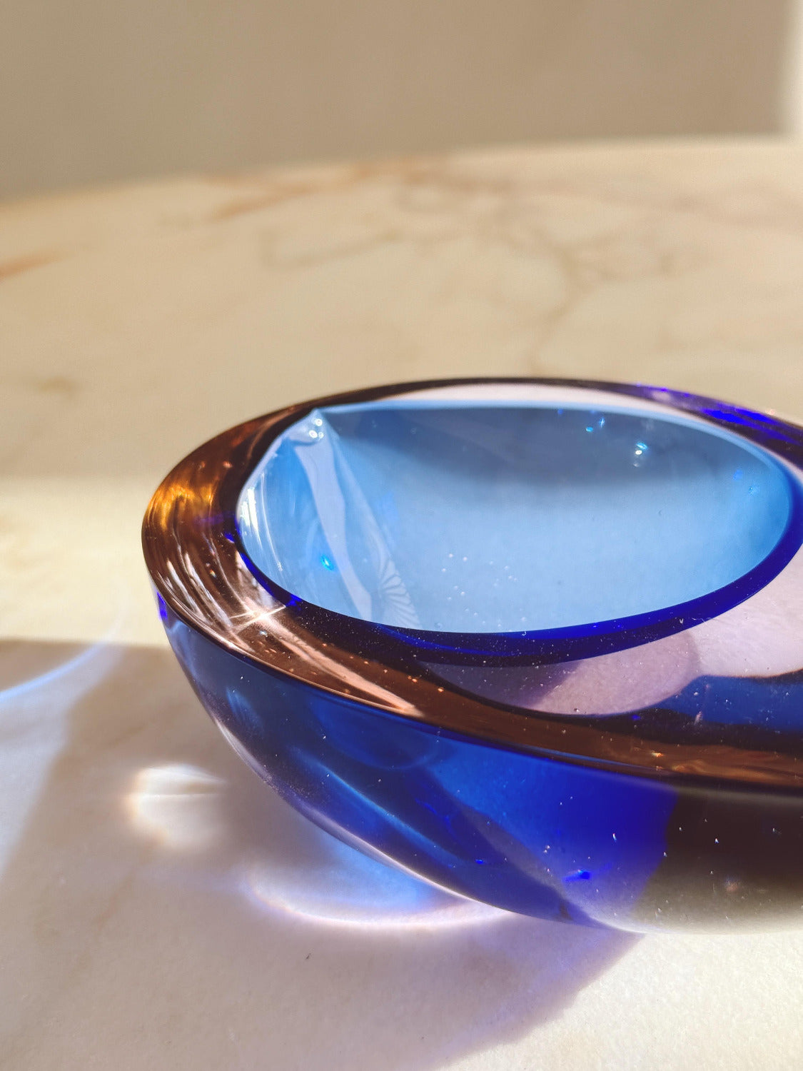 Flavio Poli 1960s Oval Sommerso Bowl in Purple & Blue