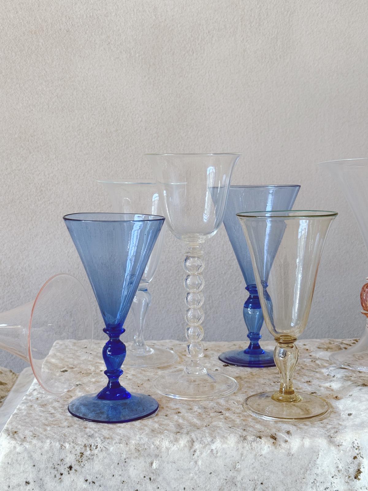 'Perfectly Unmatched' 1930s Piccolo Murano Wine Glasses (Set of 8)