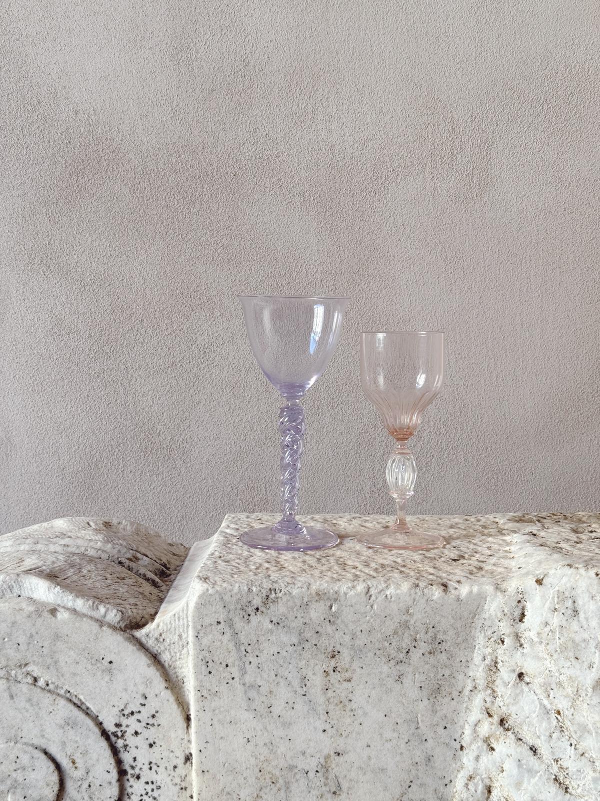 Perfectly Unmatched 1930s Duchessa Murano Wine Glasses (Set of 8)
