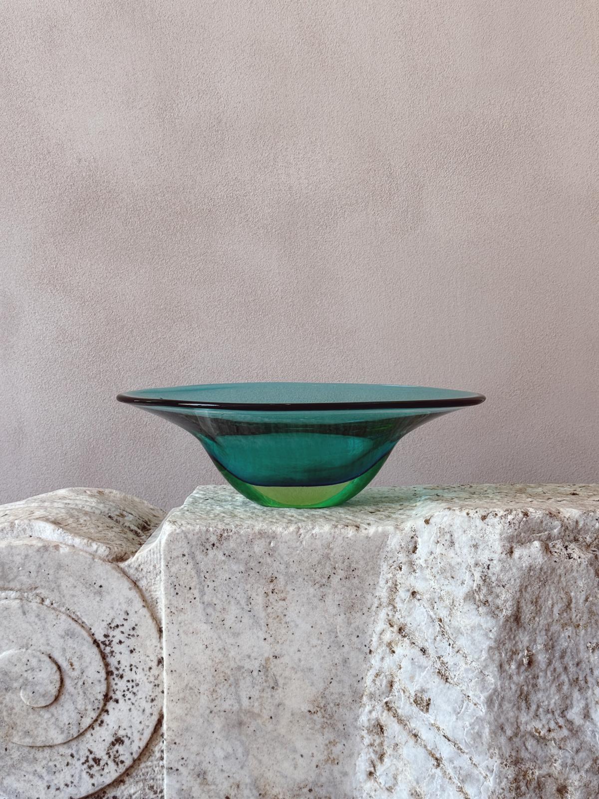 1960s Sommerso Green Murano Glass Centrepiece
