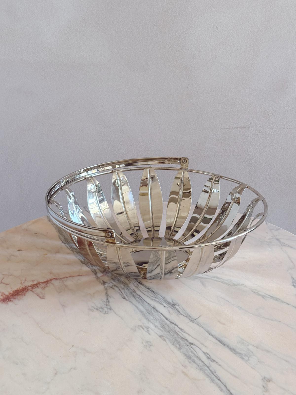 1970s Large Metal Leaf Display Basket