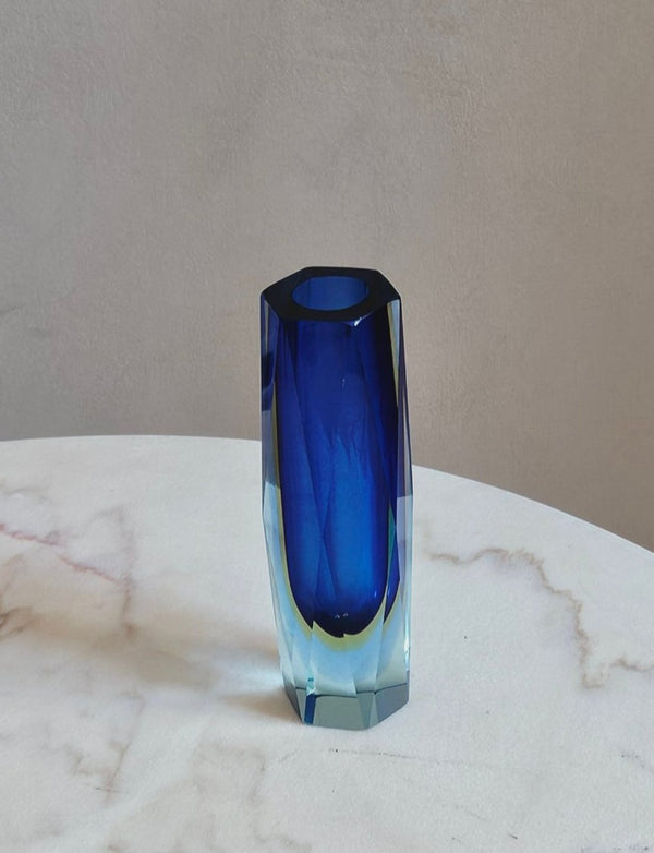 1960s Blue Triple Sommerso Mandruzzato Vase