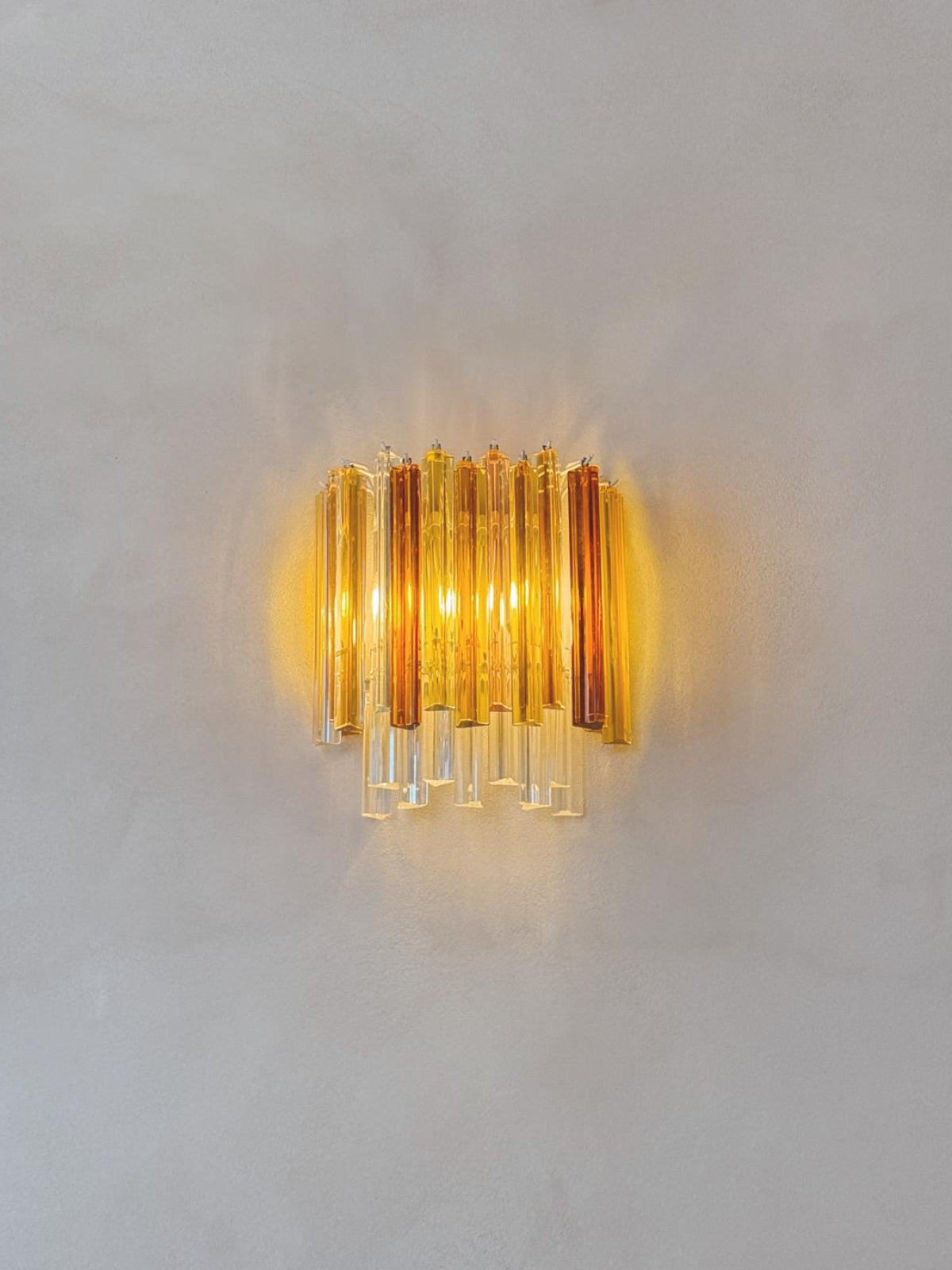 1970s Venini Murano Glass Wall Lights with Amber, Pink and Orange glass